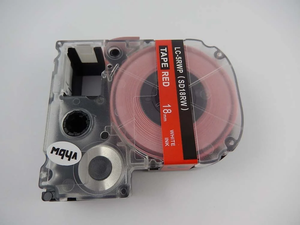 Cassette à ruban remplace Epson LC-5RWP - 18mm lettrage Blanc ruban Rouge, plastique