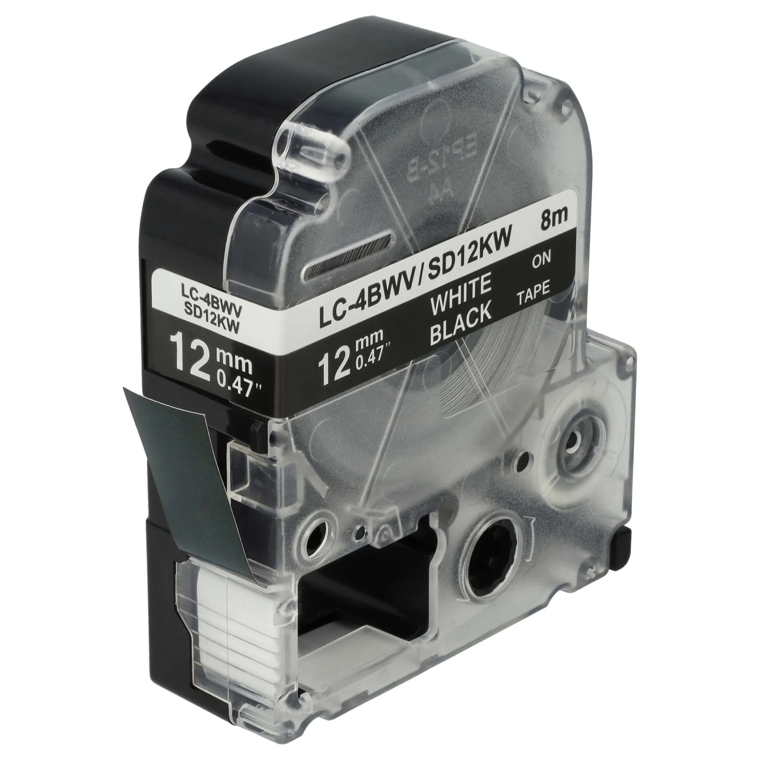 Cassette à ruban remplace Epson LC-4BWV - 12mm lettrage Blanc ruban Noir, plastique