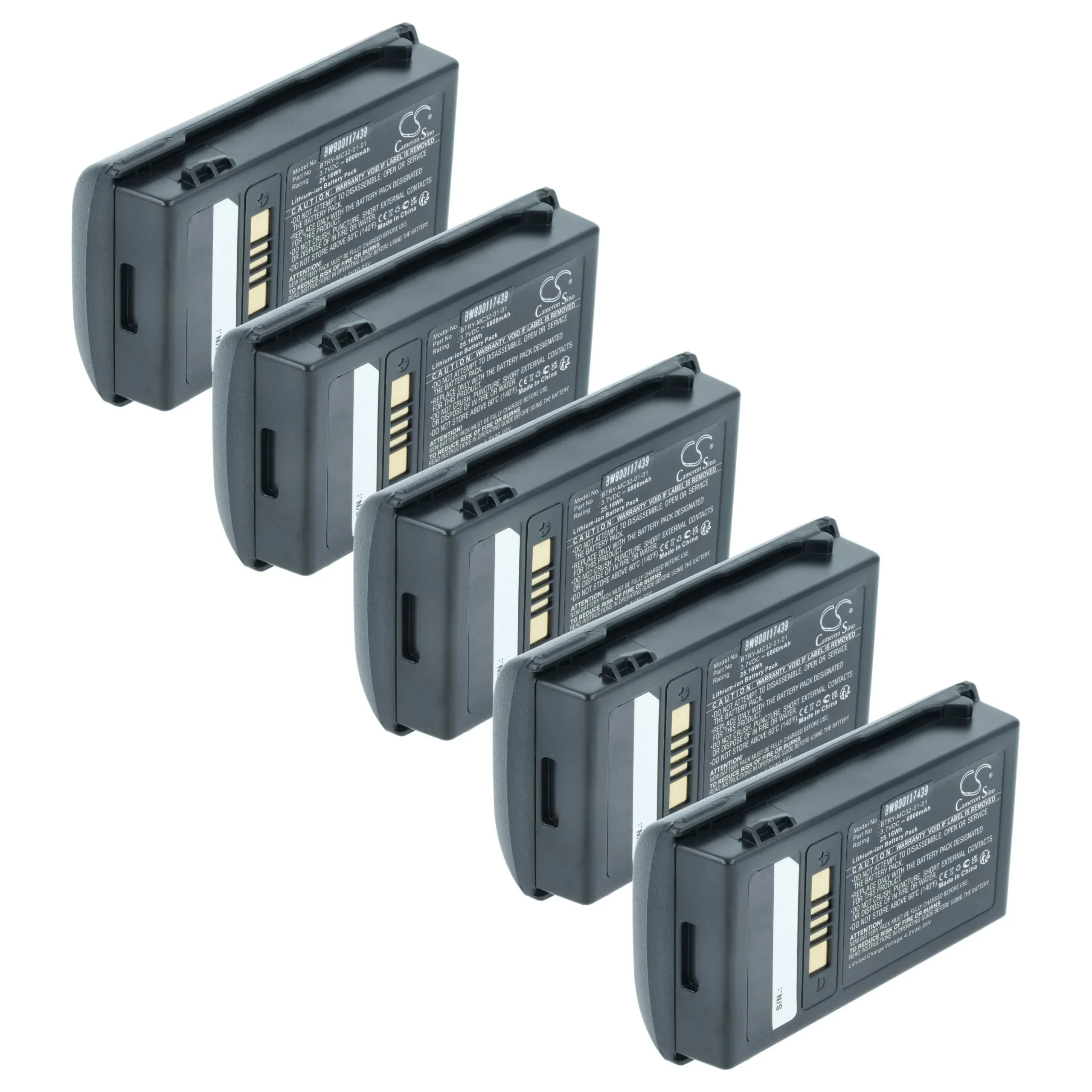 5x Batteries remplace Motorola BTRY-MC32-01-01 pour scanner de code-barre Motorola - 6800mAh 3,7V