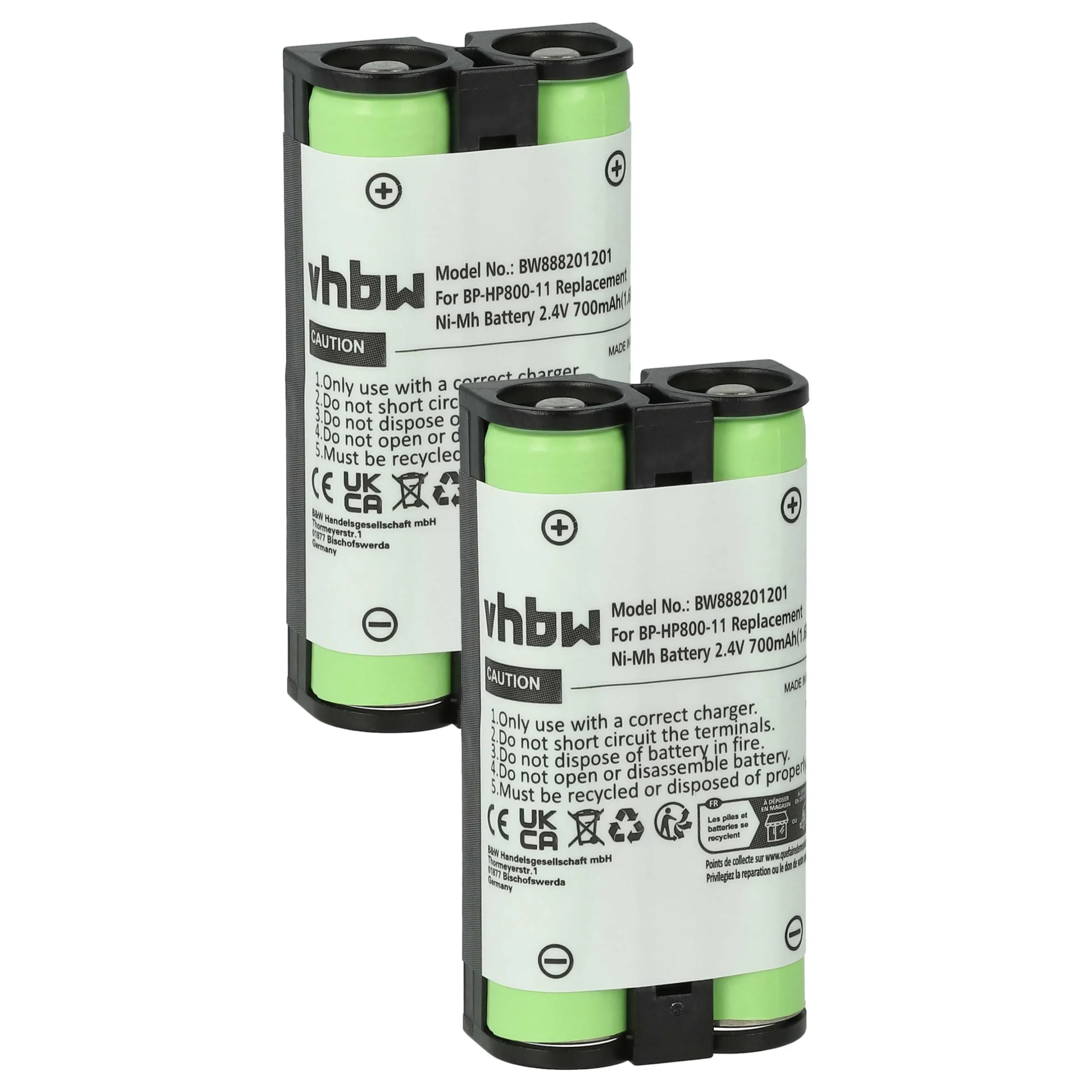 Batterie (2 pcs.) remplace Sony 9-885-216-12, 9-885-216-11, 9-885-218-43 casque audio Sony - 700mAh 2,4V NiMH