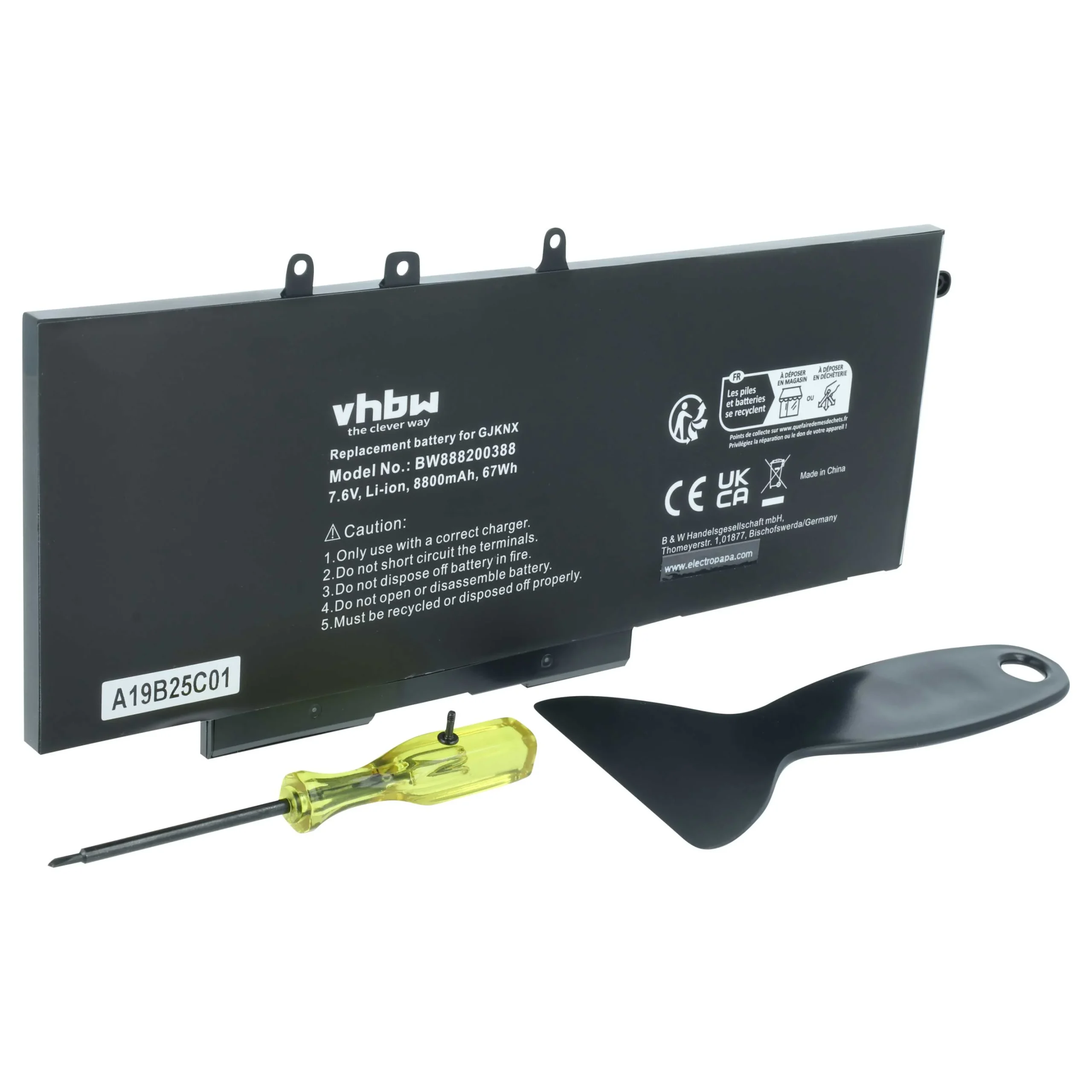 Batterie remplace Dell 0DY9NT, 3DDDG, 03VC9Y, 00JWGP pour ordinateur portable Dell- 8800mAh 7,6V Li-ion, noir