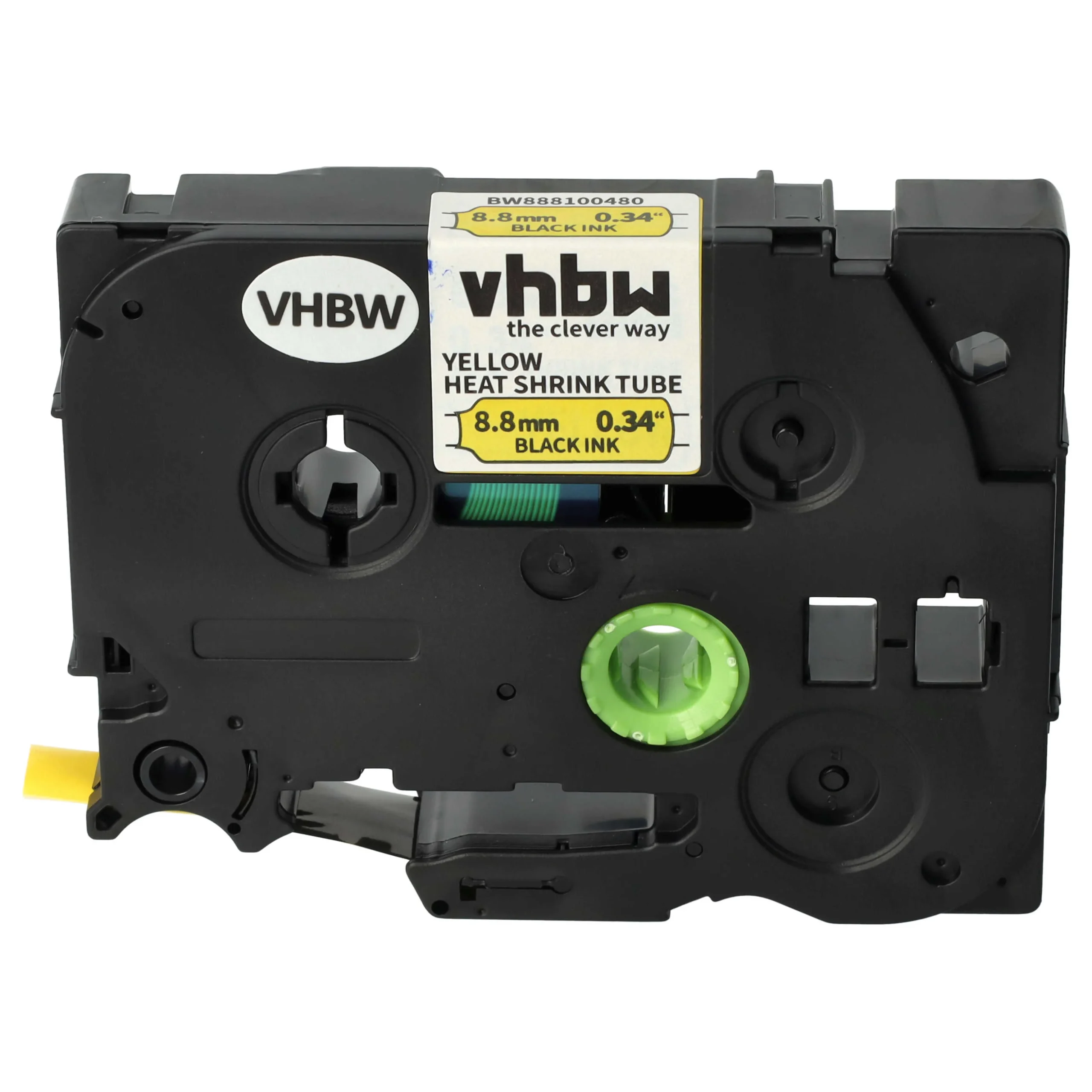 Cassette à ruban remplace Brother AHS-621 - 8,8mm lettrage Noir ruban Jaune, plastique, thermorétractable
