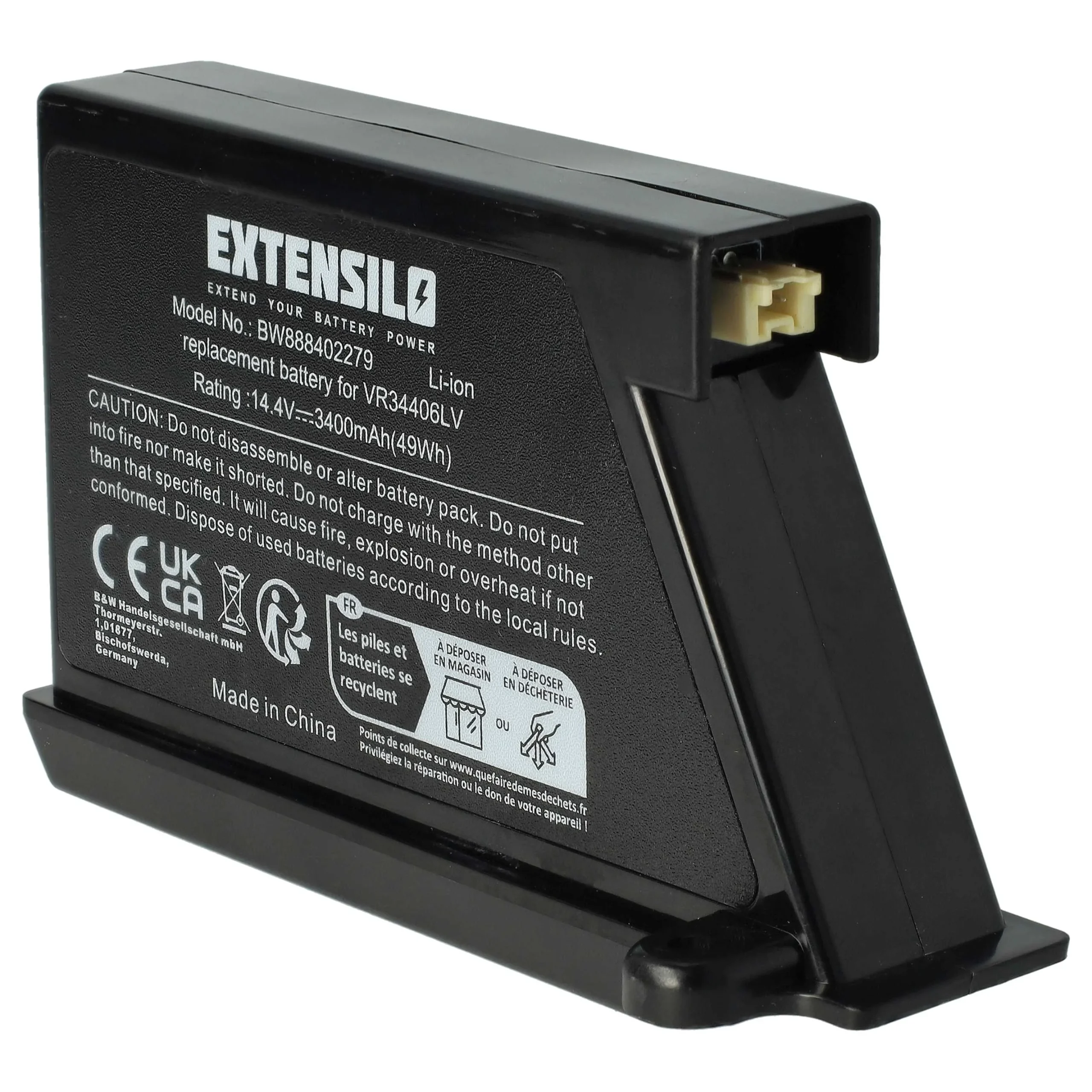 Batterie remplace LG EAC60766102, BRL1, EAC60766101 pour robot aspirateur LG - 3400mAh 14,4V Li-ion