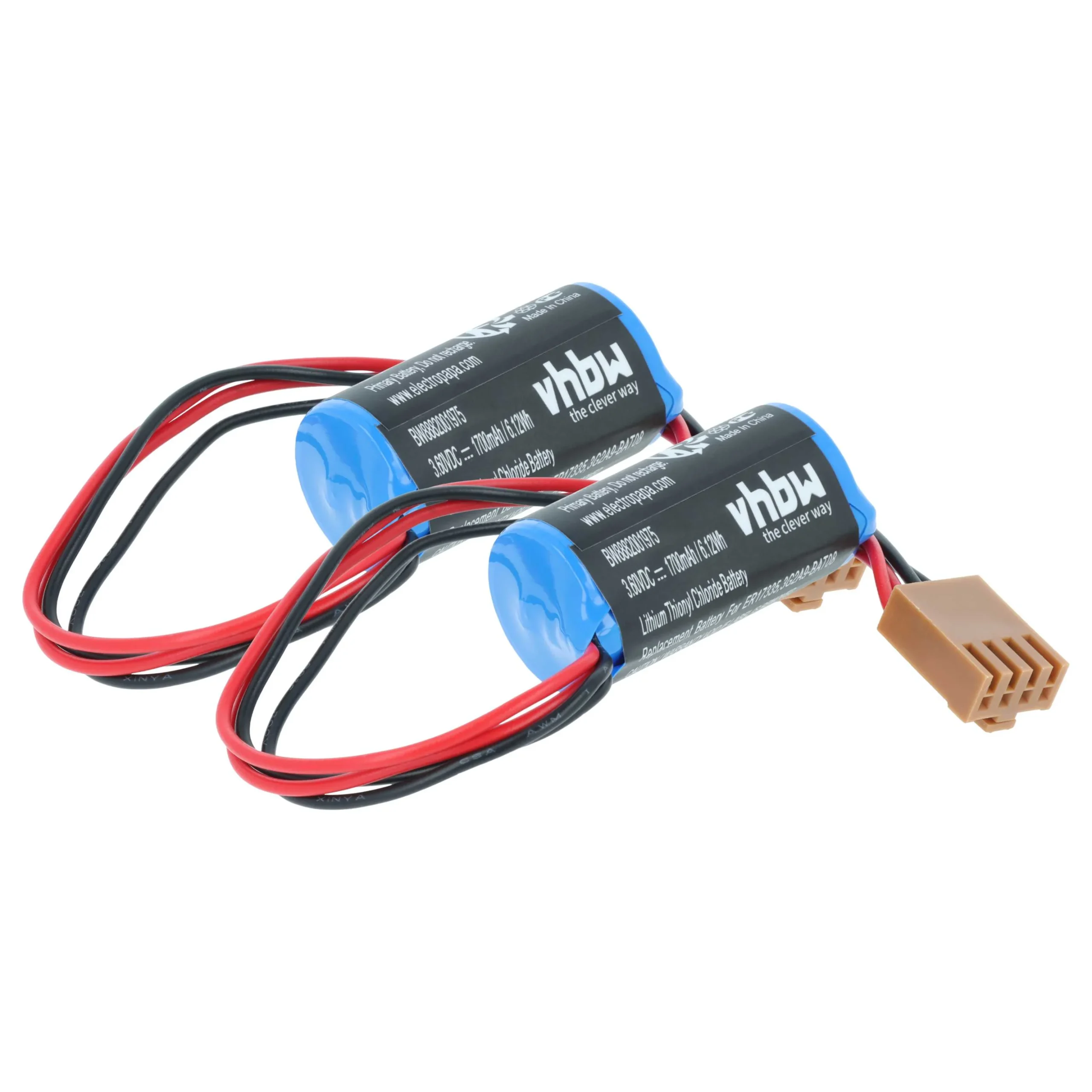 2x Piles remplace Omron 3G2A9-BAT08 pour PLC Programmable Logic Controller Omron - 1700mAh 3,6V Li-SOCl2