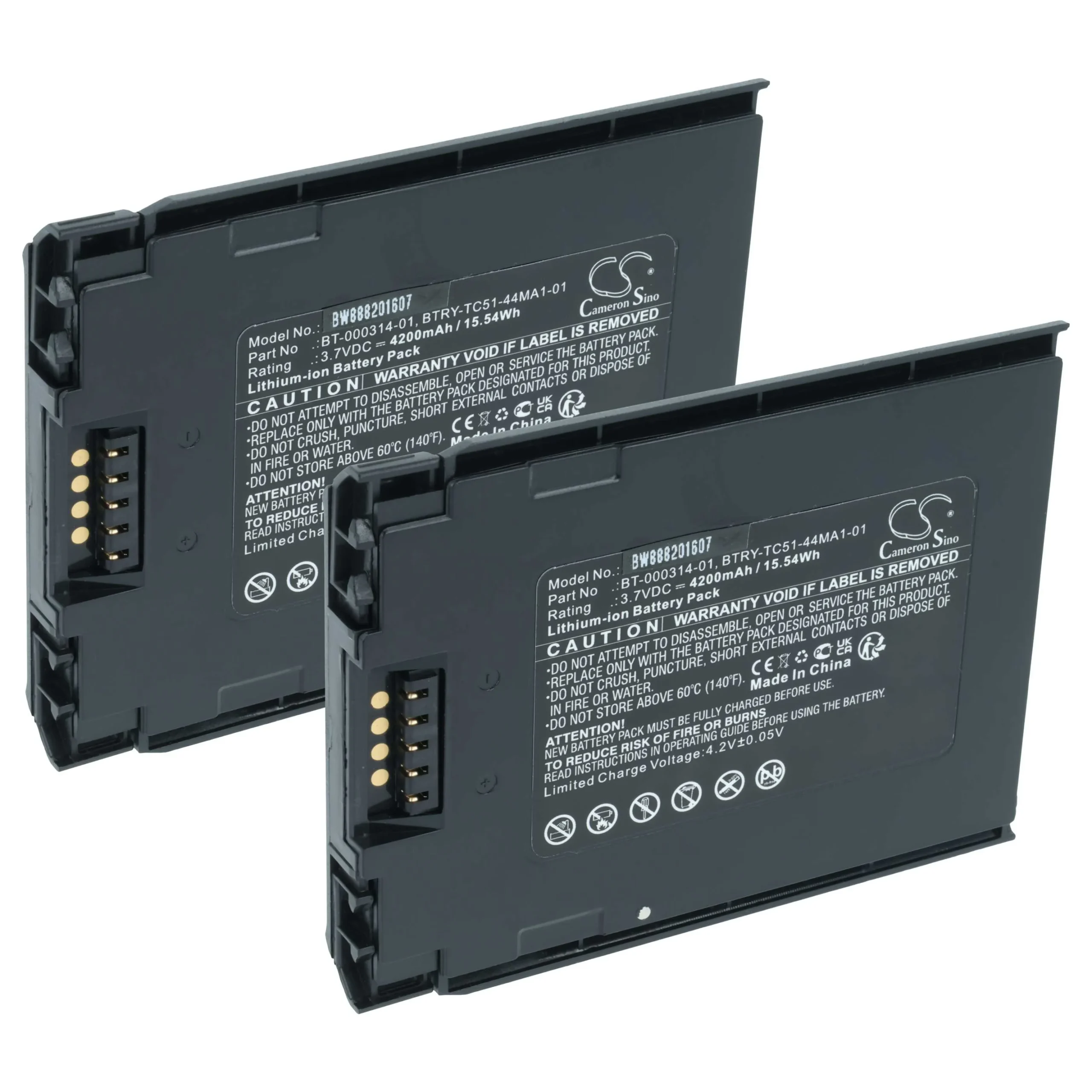 2x Batteries remplace Zebra BT-000314-01, BT-000314A pour ordinateur de poche Zebra - 4200mAh 3,7V Li-ion