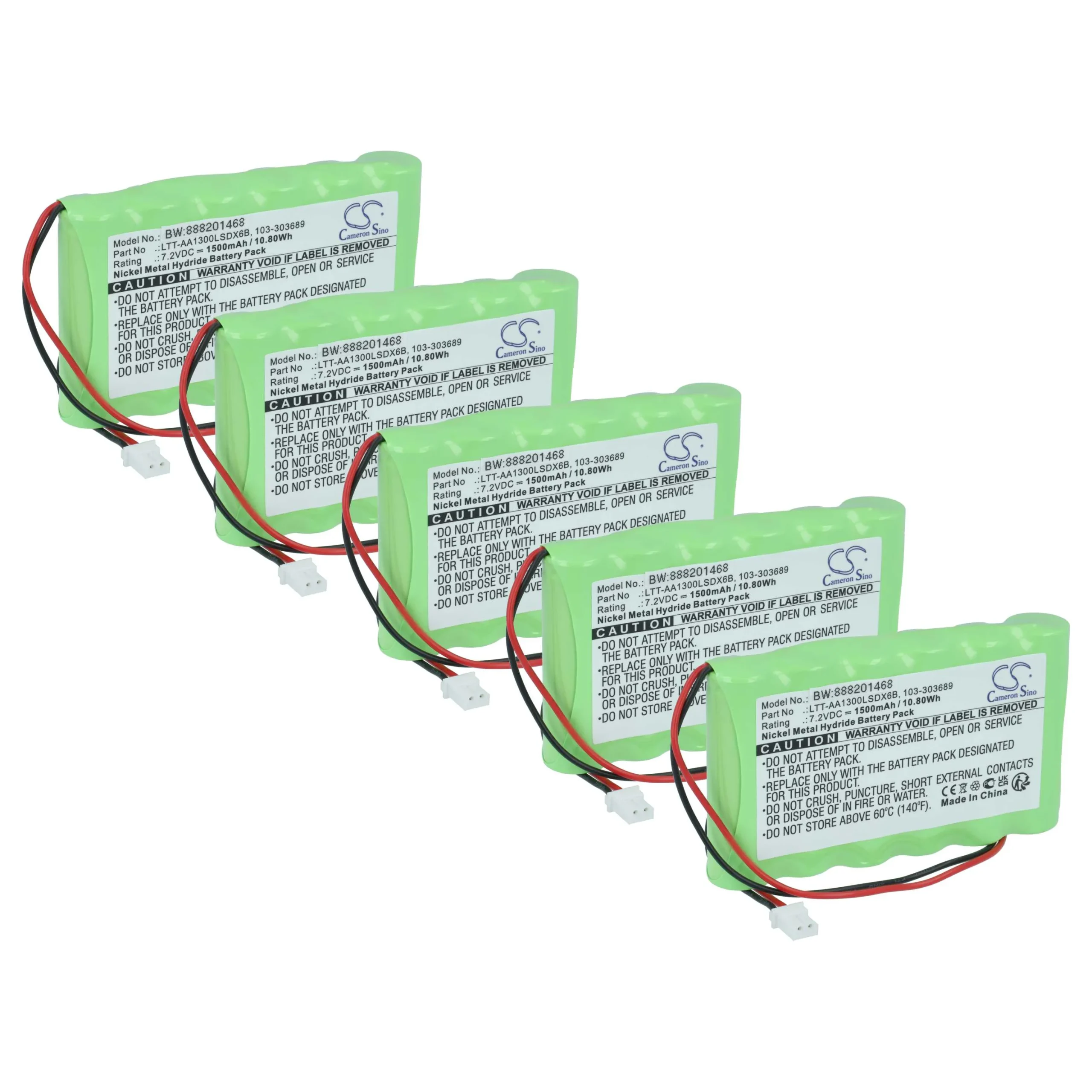 5x Batteries remplace Visonic 103-300691, 103-301179 pour centrale d'alarme Visonic - 1500mAh 7,2V NiMH