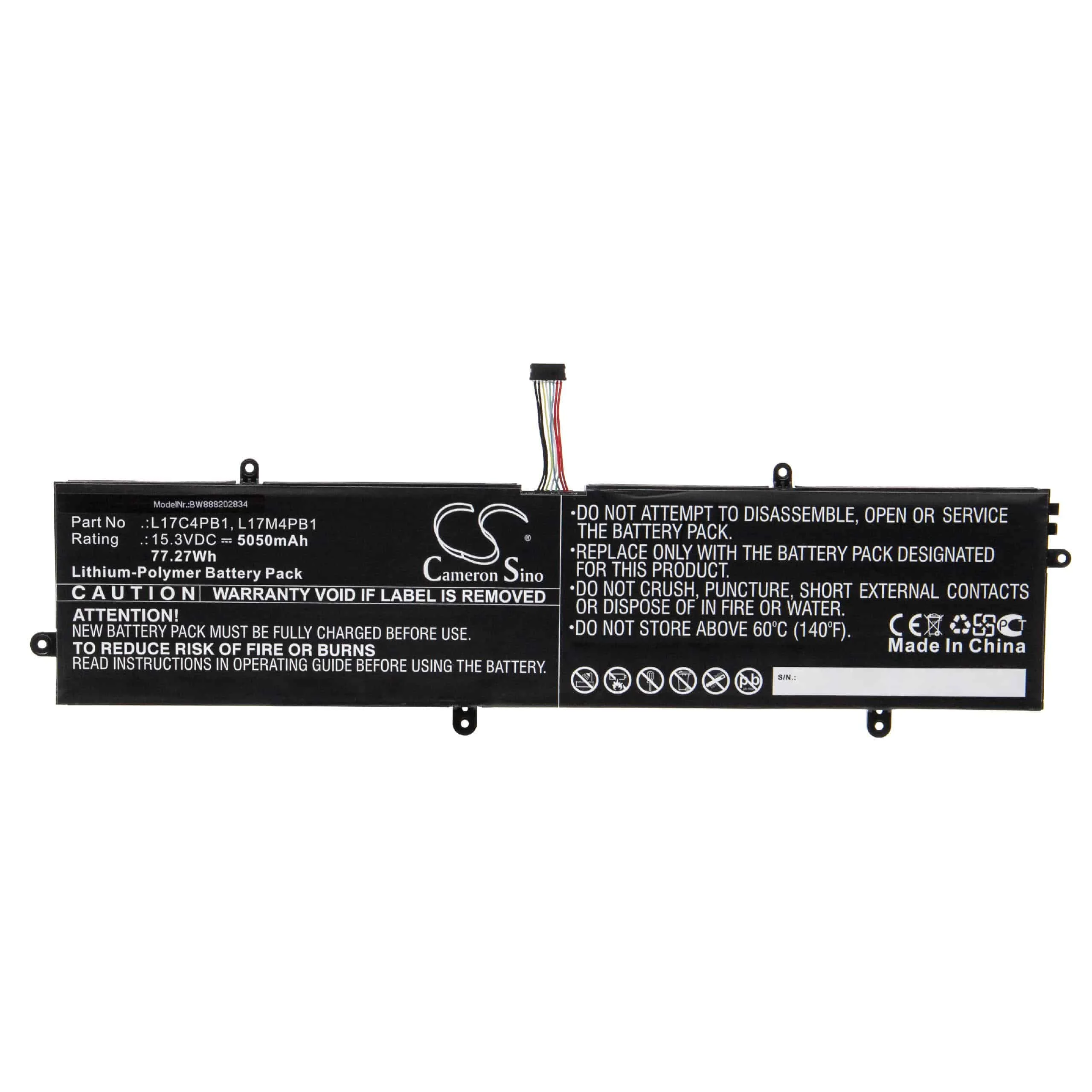 Batterie remplace Lenovo 5B10P35083, 5B10P35082 pour ordinateur portable Lenovo- 5050mAh 15,3V Li-polymère