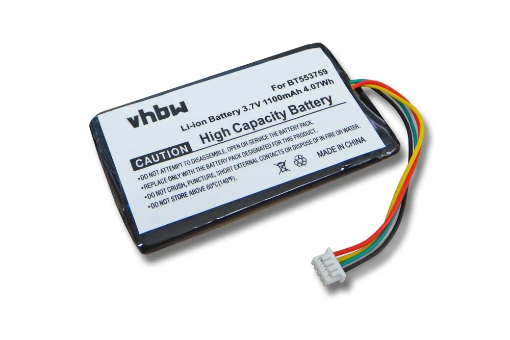 Batterie remplace Typhoon BT553759 pour navigation GPS Typhoon - 1100mAh 3,7V Li-ion