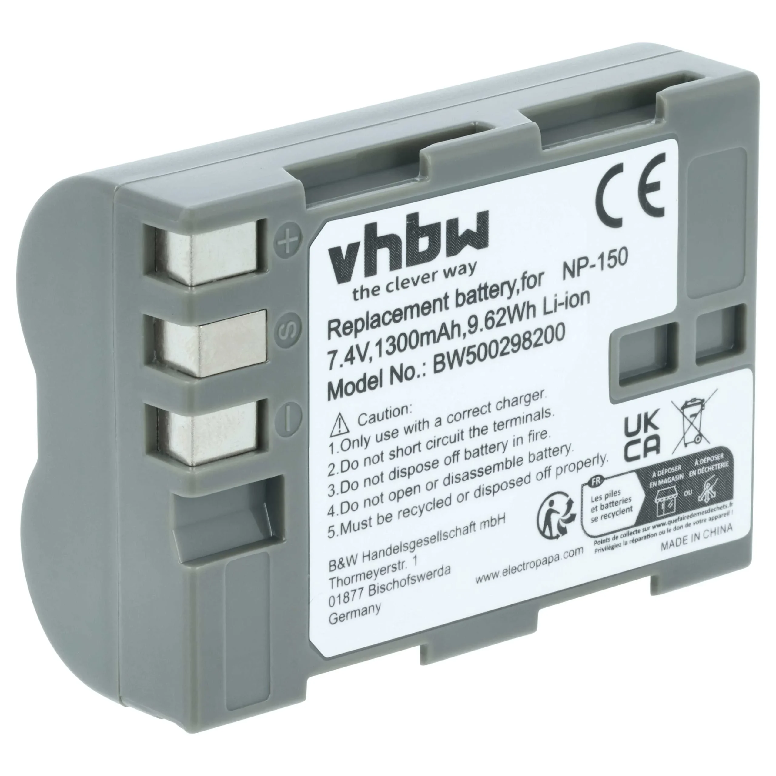 Batterie remplace Fuji NP-150 pour appareil photo Fujifilm- 1300mAh 7,2V Li-ion