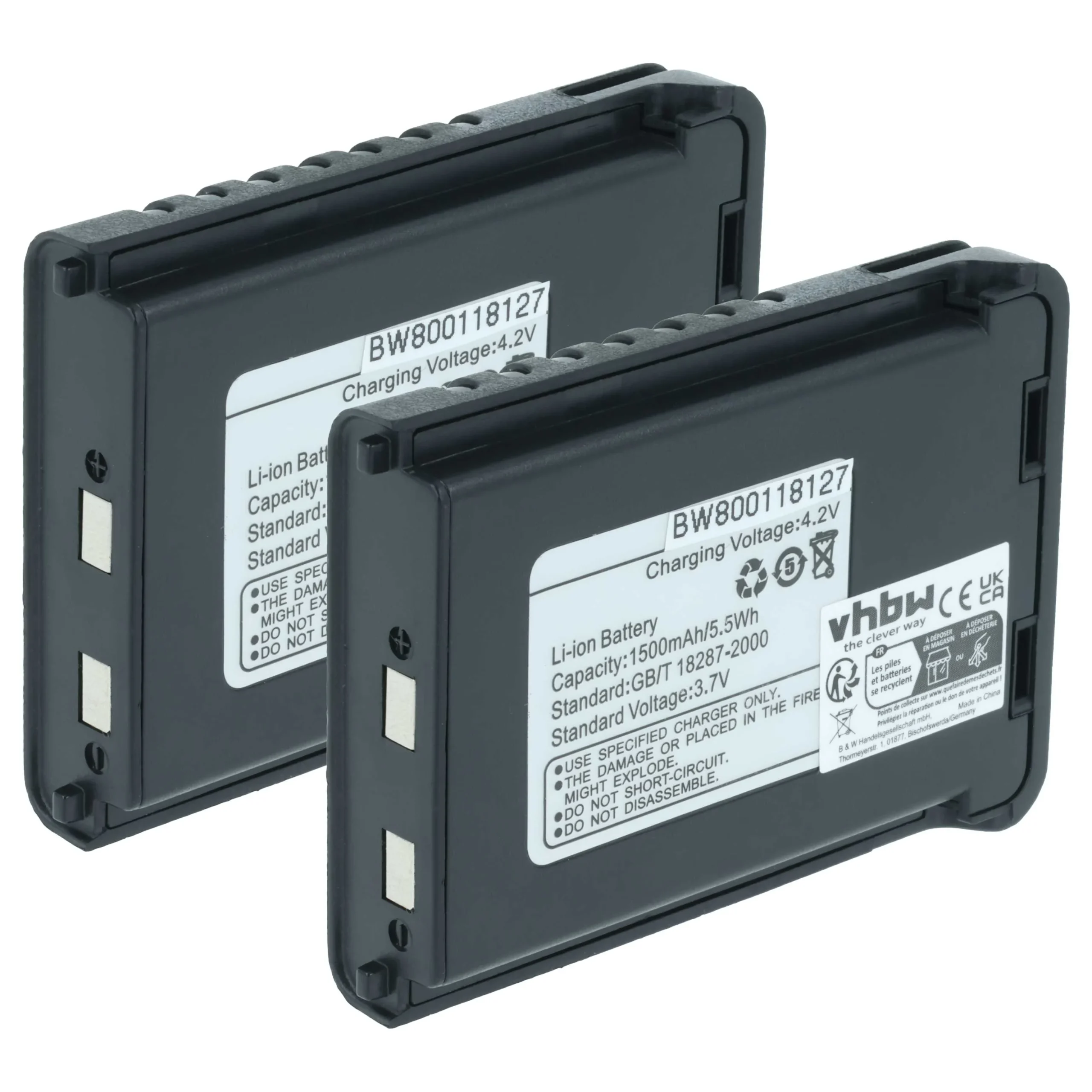 2x Batteries remplace Baofeng BL-3L pour radio talkie-walkie Baofeng- 1500mAh 3,7V Li-ion