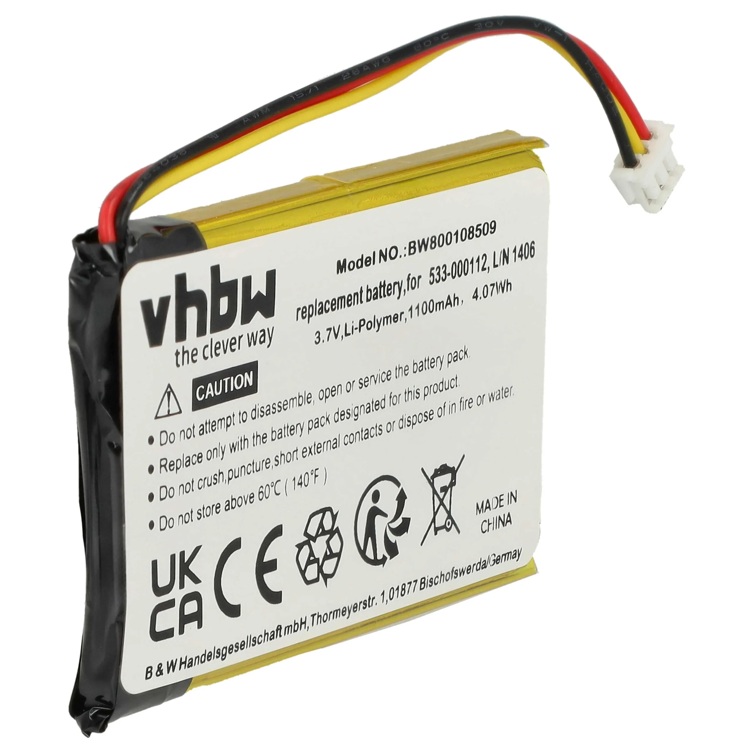 Batterie remplace Logitech L/N 1406, 533-000112 clavier - 1100mAh 3,7V Li-polymère