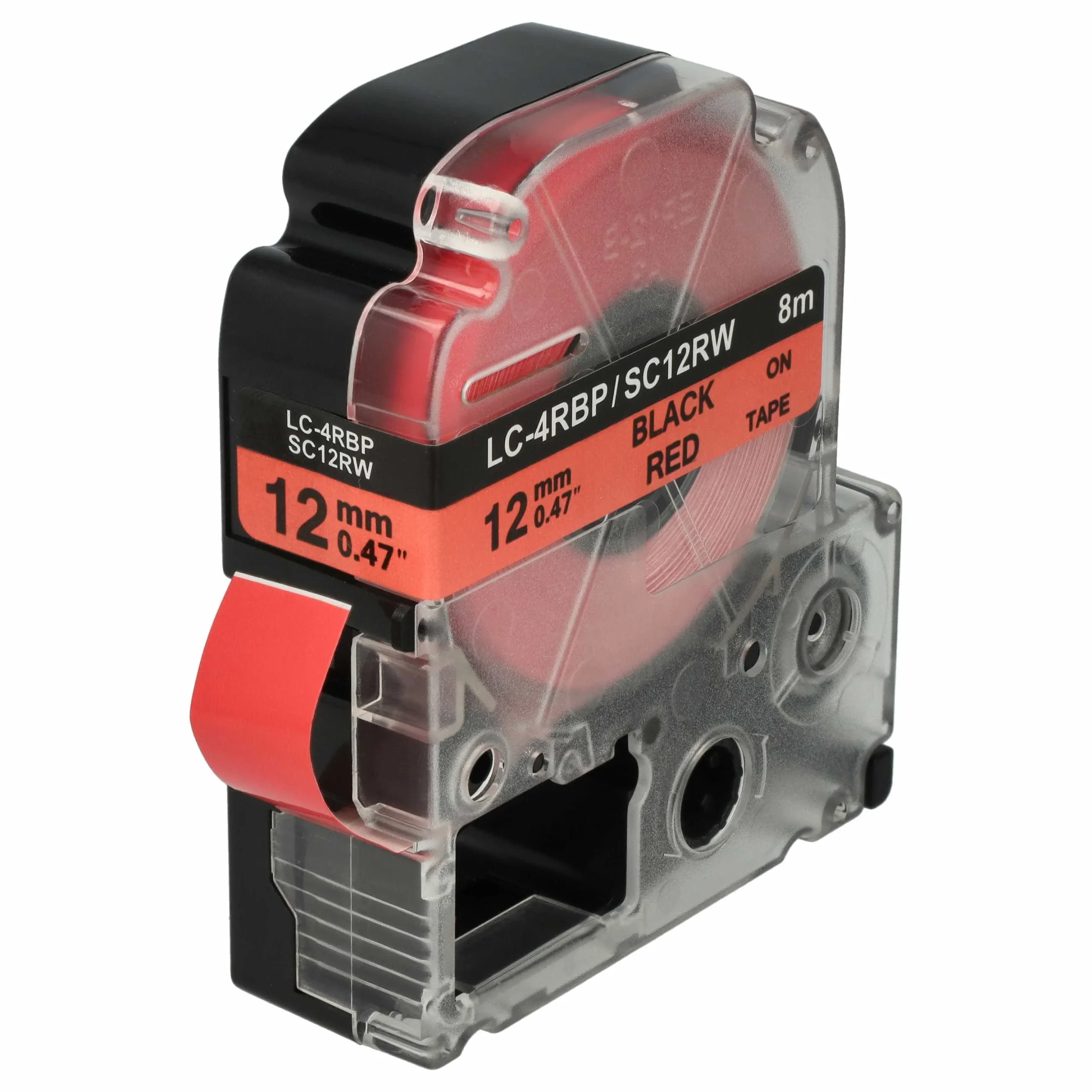 Cassette à ruban remplace Epson LC-4YRN - 12mm lettrage Noir ruban Rouge, plastique