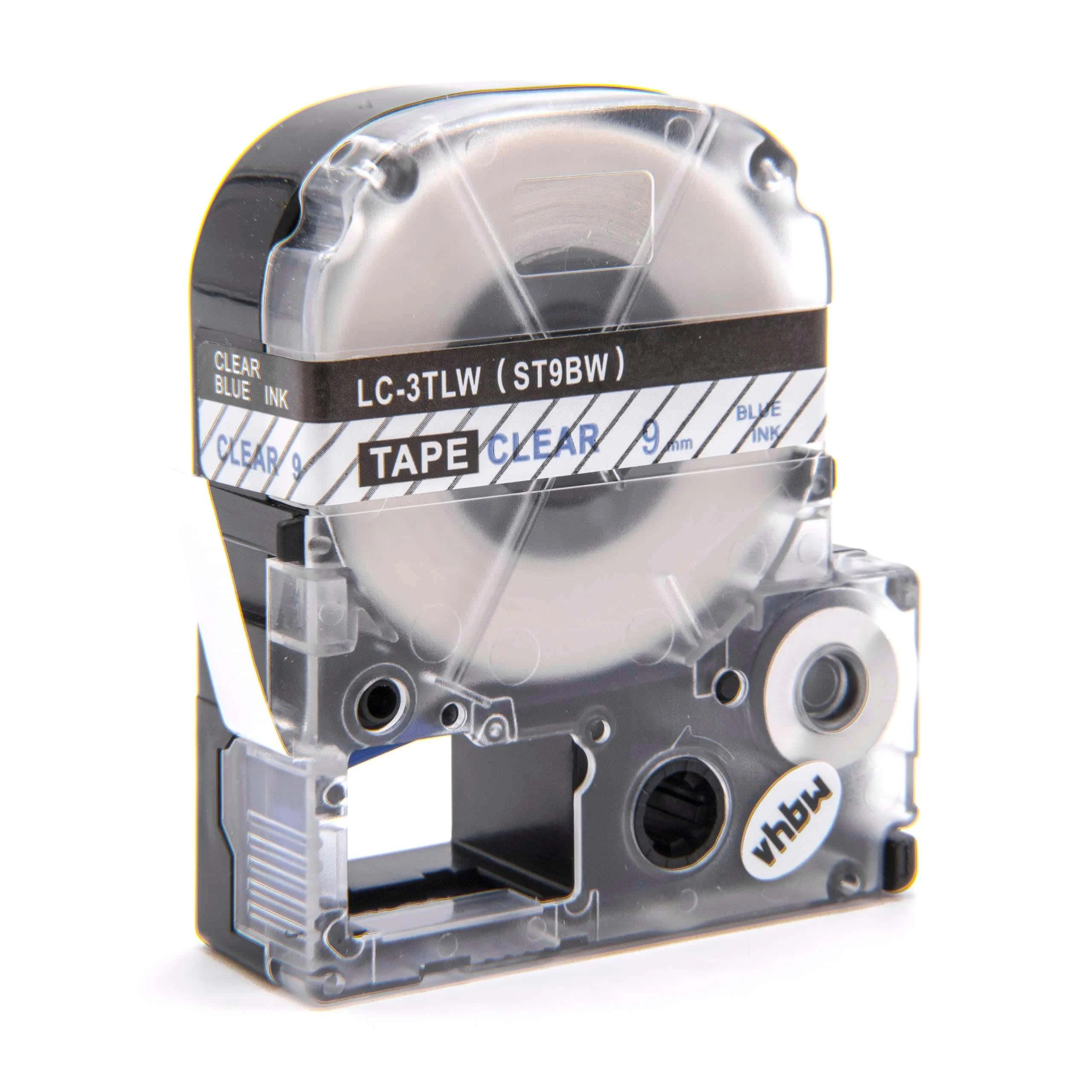 Cassette à ruban remplace Epson LC-3TLW - 9mm lettrage Bleu ruban Transparent, plastique