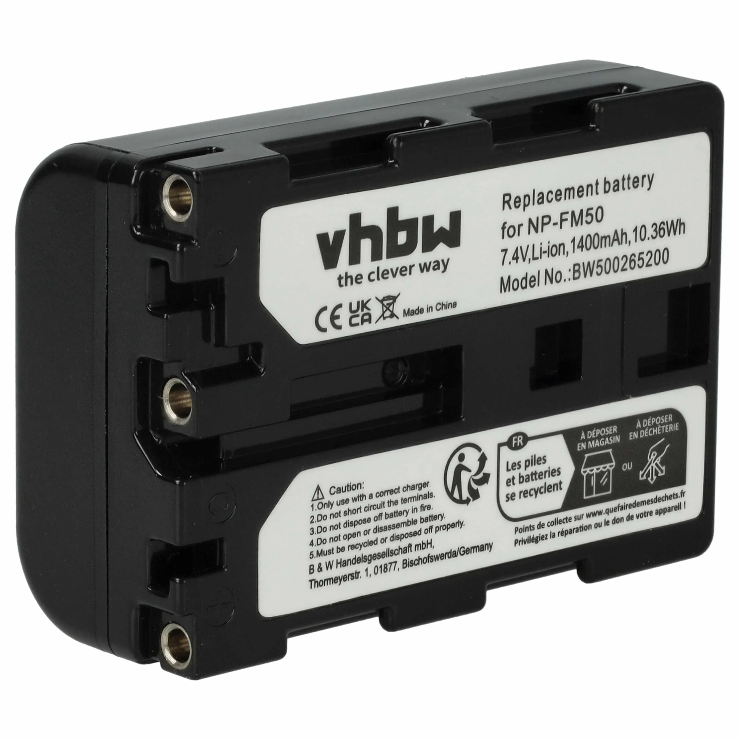 Batterie remplace Sony NP-FM30, NP-FM50, NP-FM55H, NP-FM70, NP-FM90 pour caméscope Trotec- 1400mAh 7,4V Li-ion