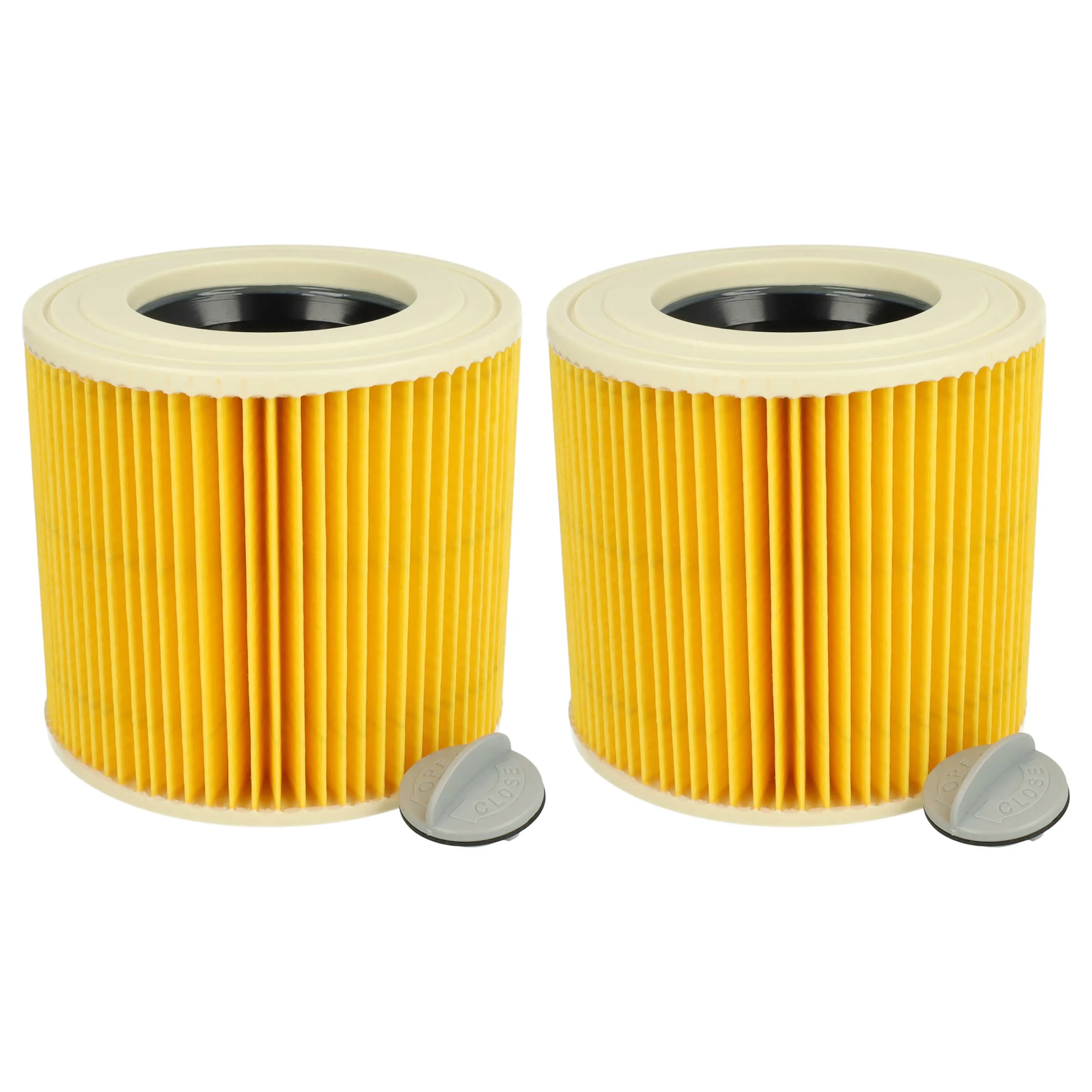 2x Filtre remplace Kärcher 6.414-789.0, 6.414-789 pour aspirateur TackLife - Cartouche Filtre, jaune / marron