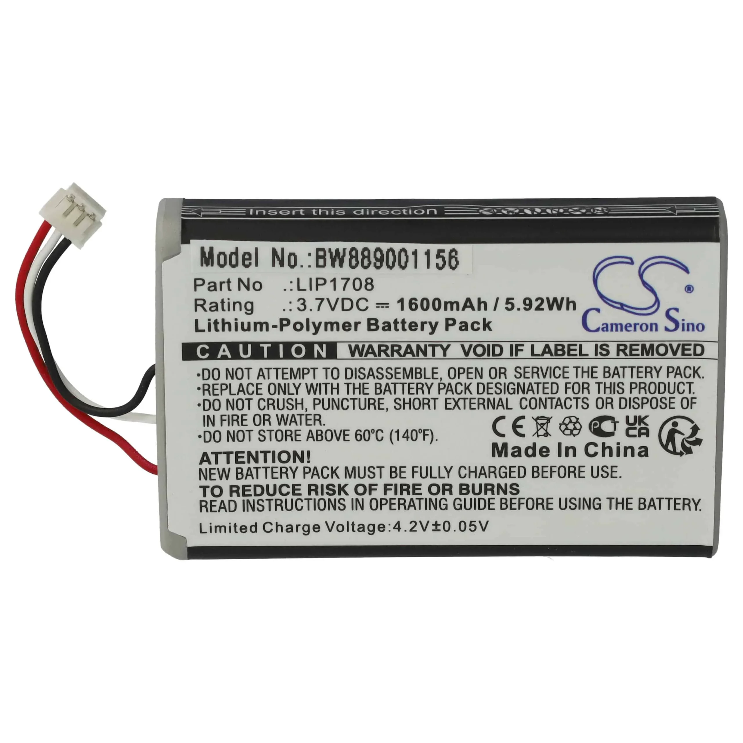Batterie remplace Sony LIP1708 console de jeux - 1600mAh 3,7V Li-polymère