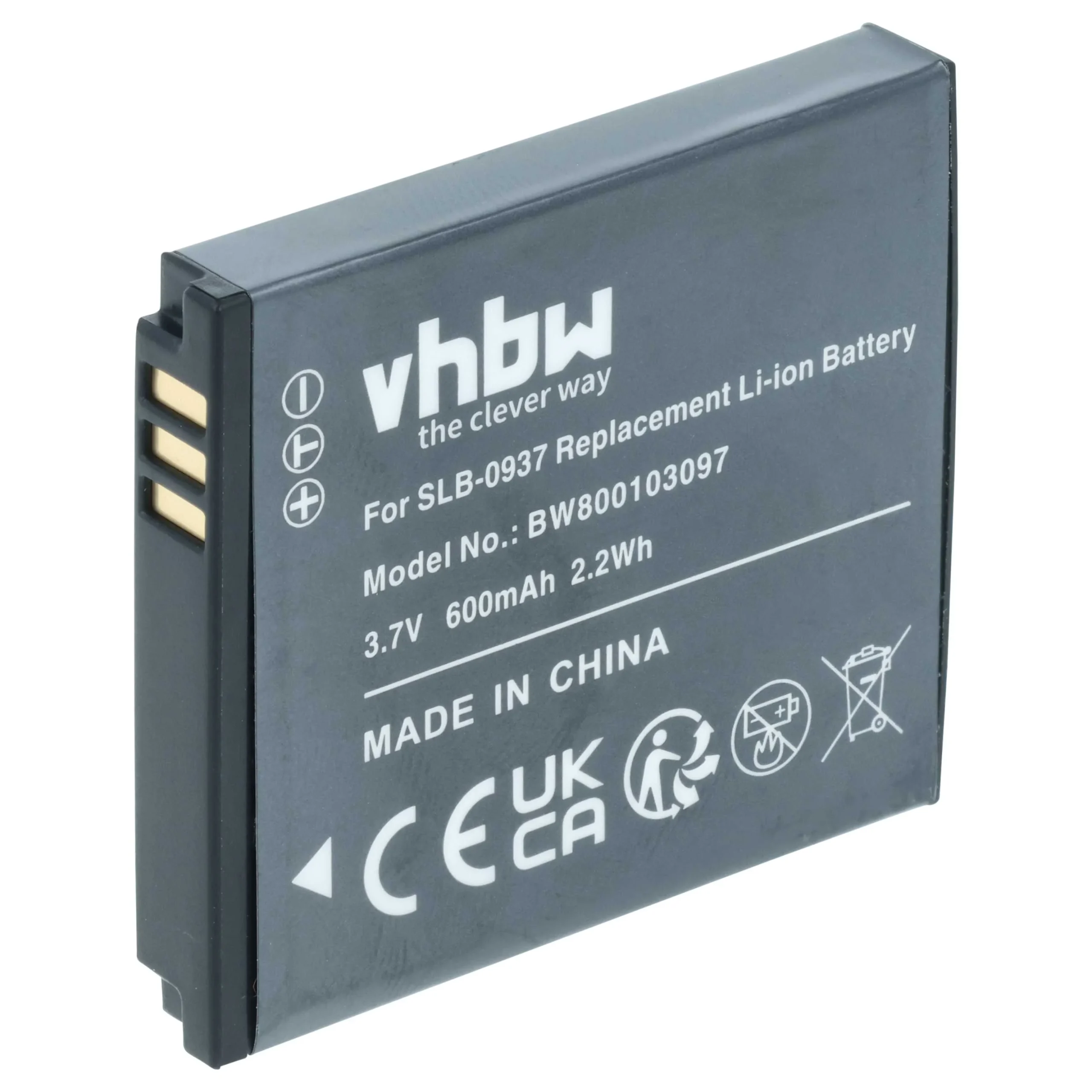 Batterie remplace Samsung SLB-0937 pour appareil photo Samsung- 600mAh 3,7V Li-ion
