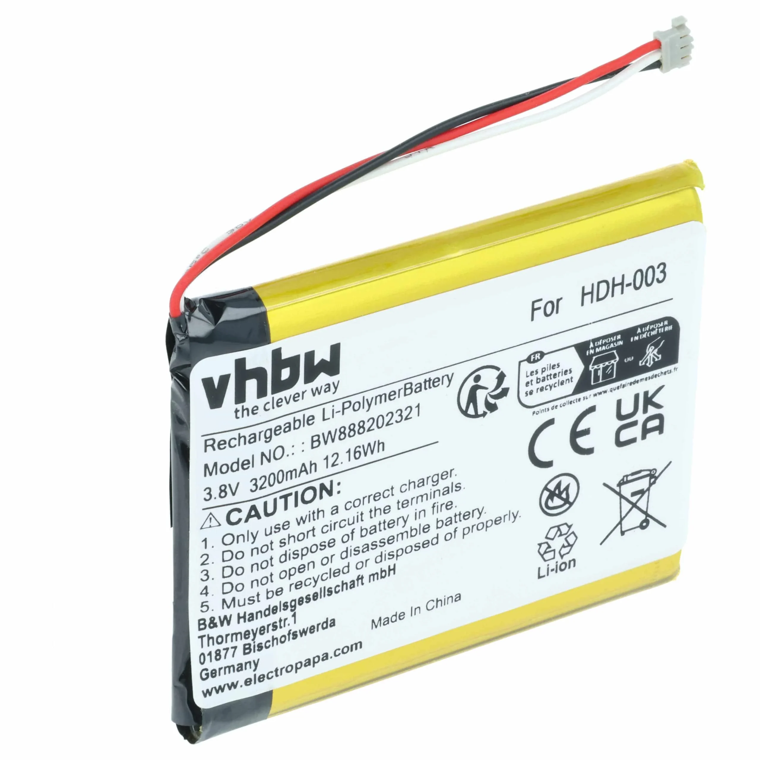 Batterie remplace Nintendo HDH-A-BPHAT-C0, HDH-003 console de jeux - 3200mAh 3,8V Li-polymère