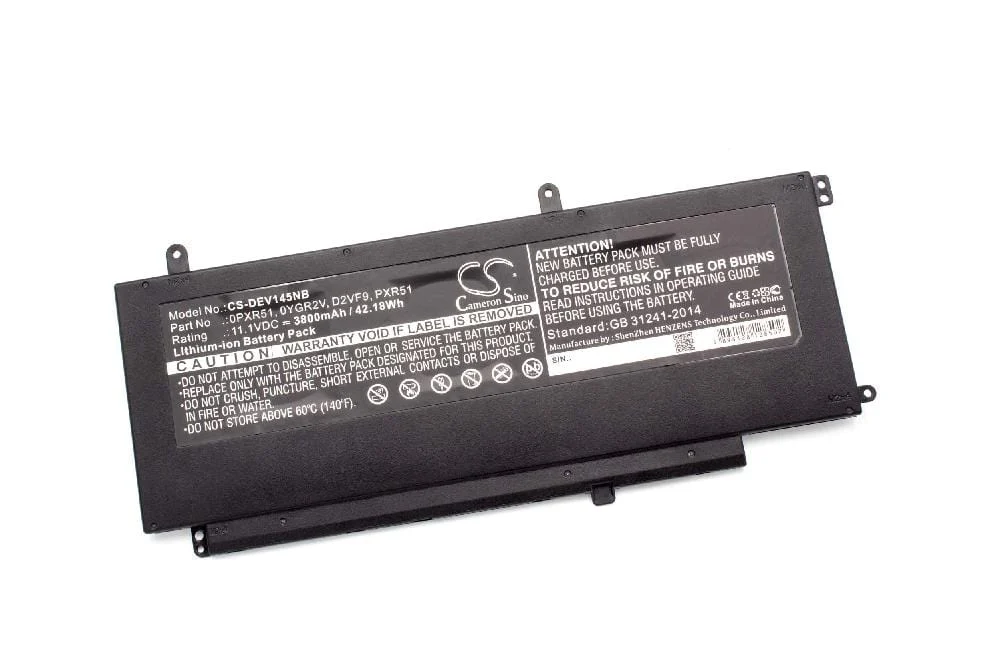 Batterie remplace Dell 0PXR51, PXR51, D2VF9, 0YGR2V pour ordinateur portable Dell- 3800mAh 11,1V Li-ion, noir