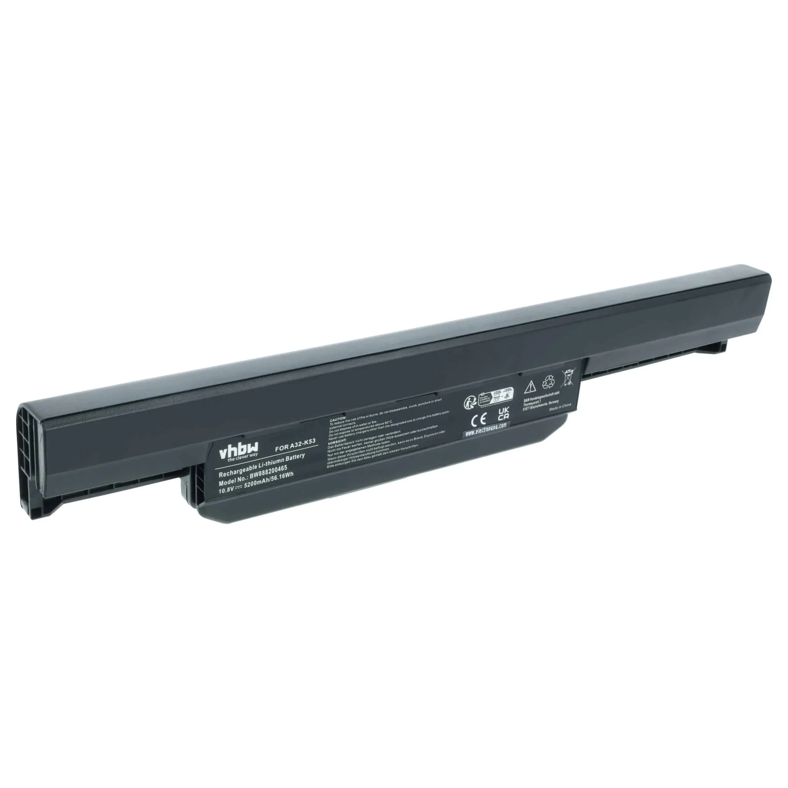 Batterie remplace Asus 07G016H31875M, 0B20-00X50AS pour ordinateur portable Asus- 5200mAh 10,8V Li-ion, noir