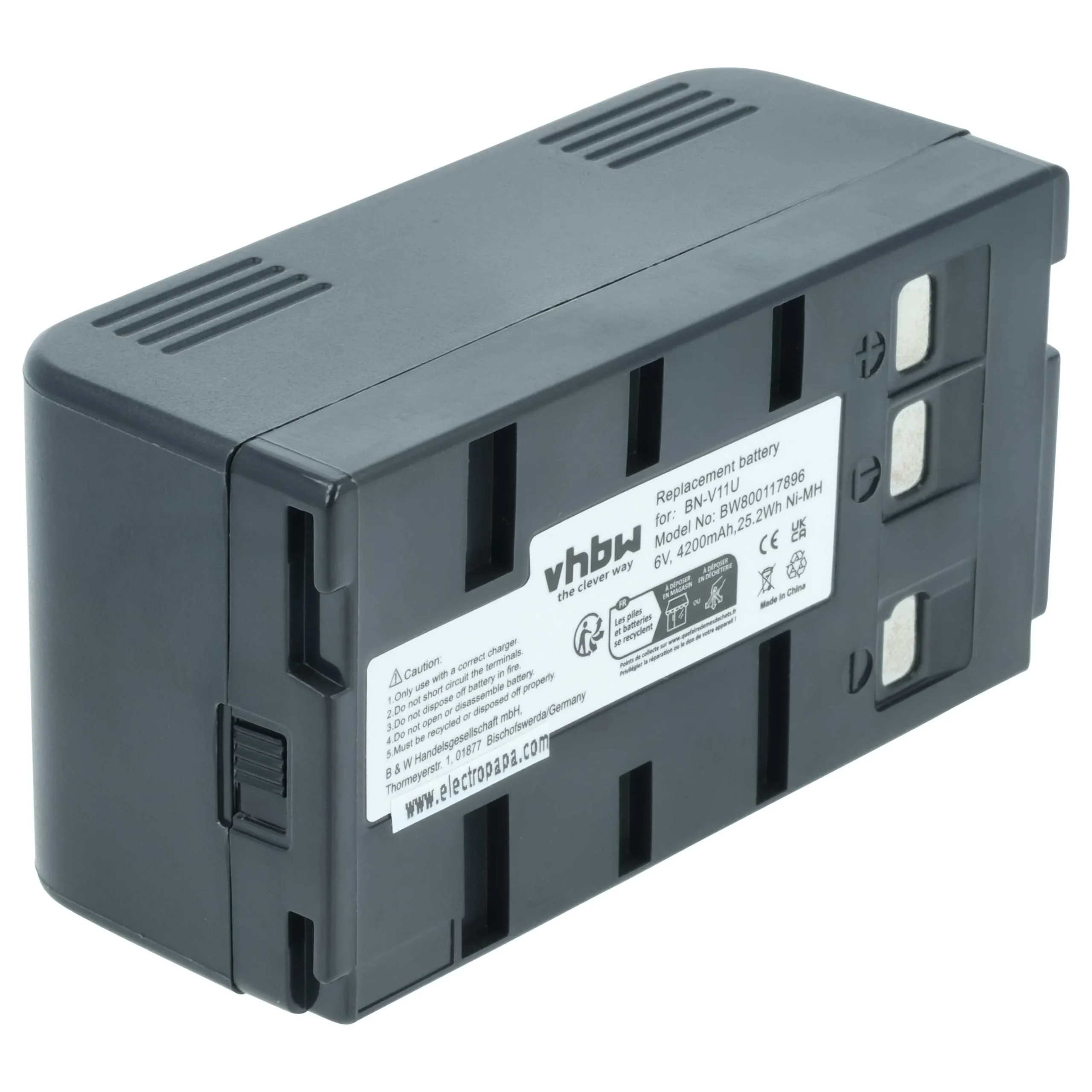 Batterie remplace JVC BN-V22U, BN-V20, BN-V22, BN-V20US, BN-V20U pour appareil photo Philips- 4200mAh 6V NiMH