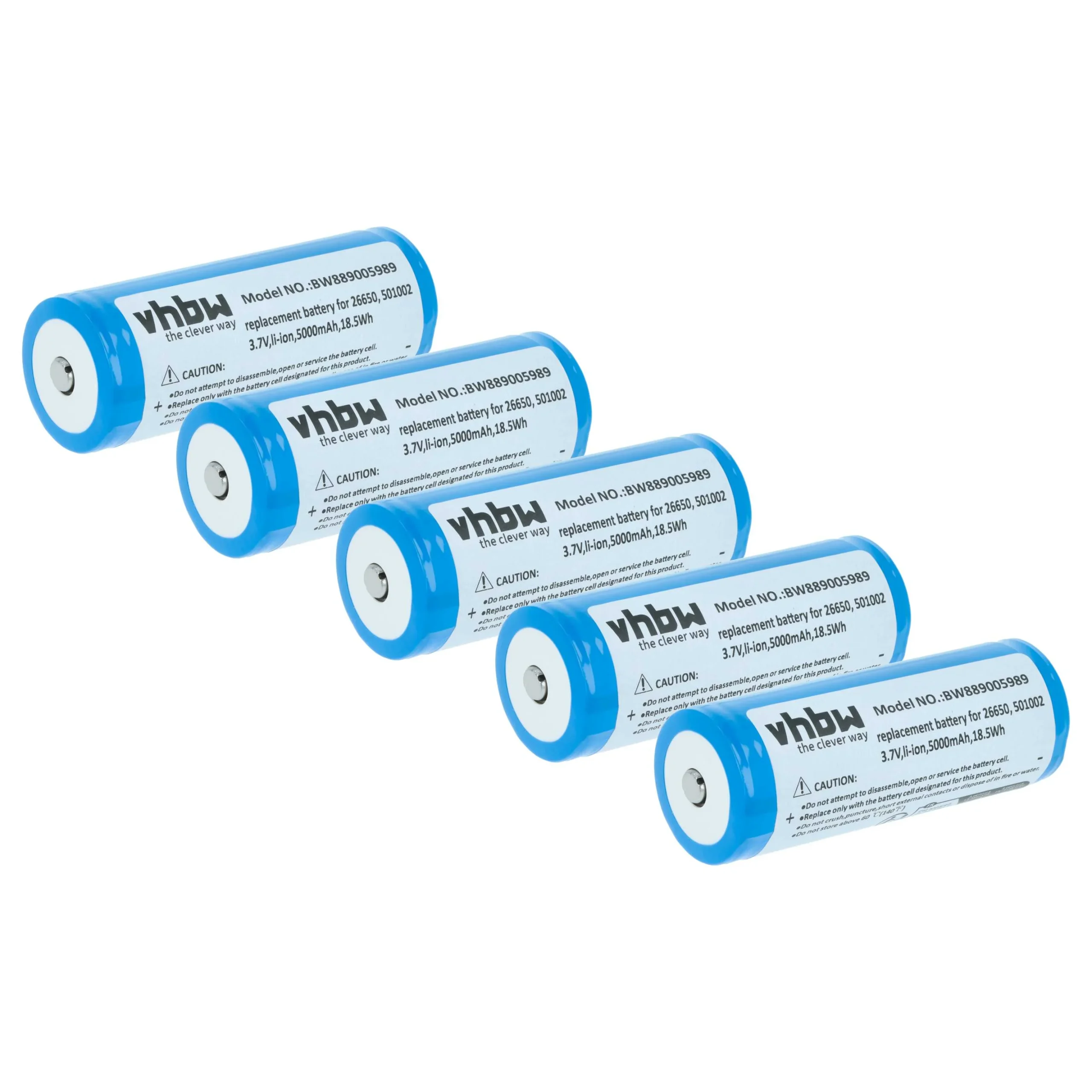 Batterie (5 pcs.) remplace Ledlenser 501002, 04058205009263 lampe de poche Ledlenser - 5000mAh 3,7V Li-ion