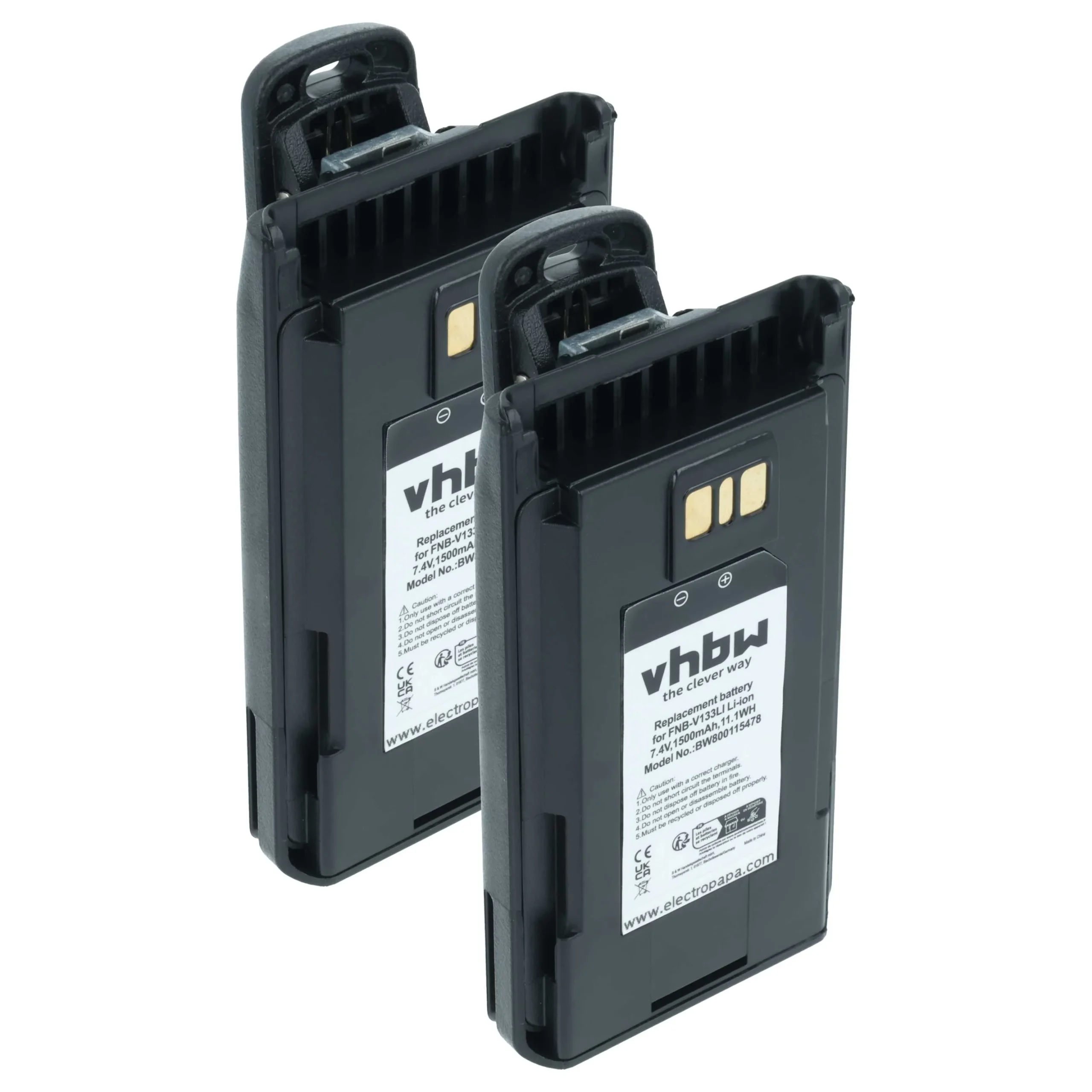 2x Batteries remplace Motorola AAJ67X001 pour radio talkie-walkie Yaesu Vertex- 1500mAh 7,4V Li-ion