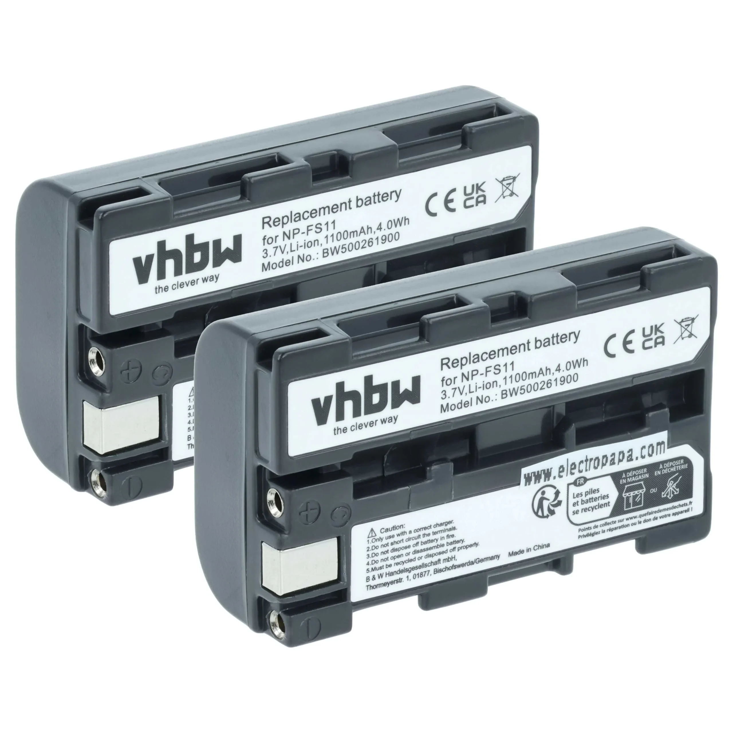 2x Batteries remplace Sony NP-FM11, NP-FS10, NP-F11, NP-FM10, NP-F10 pour caméscope Sony- 1100mAh 3,6V Li-ion