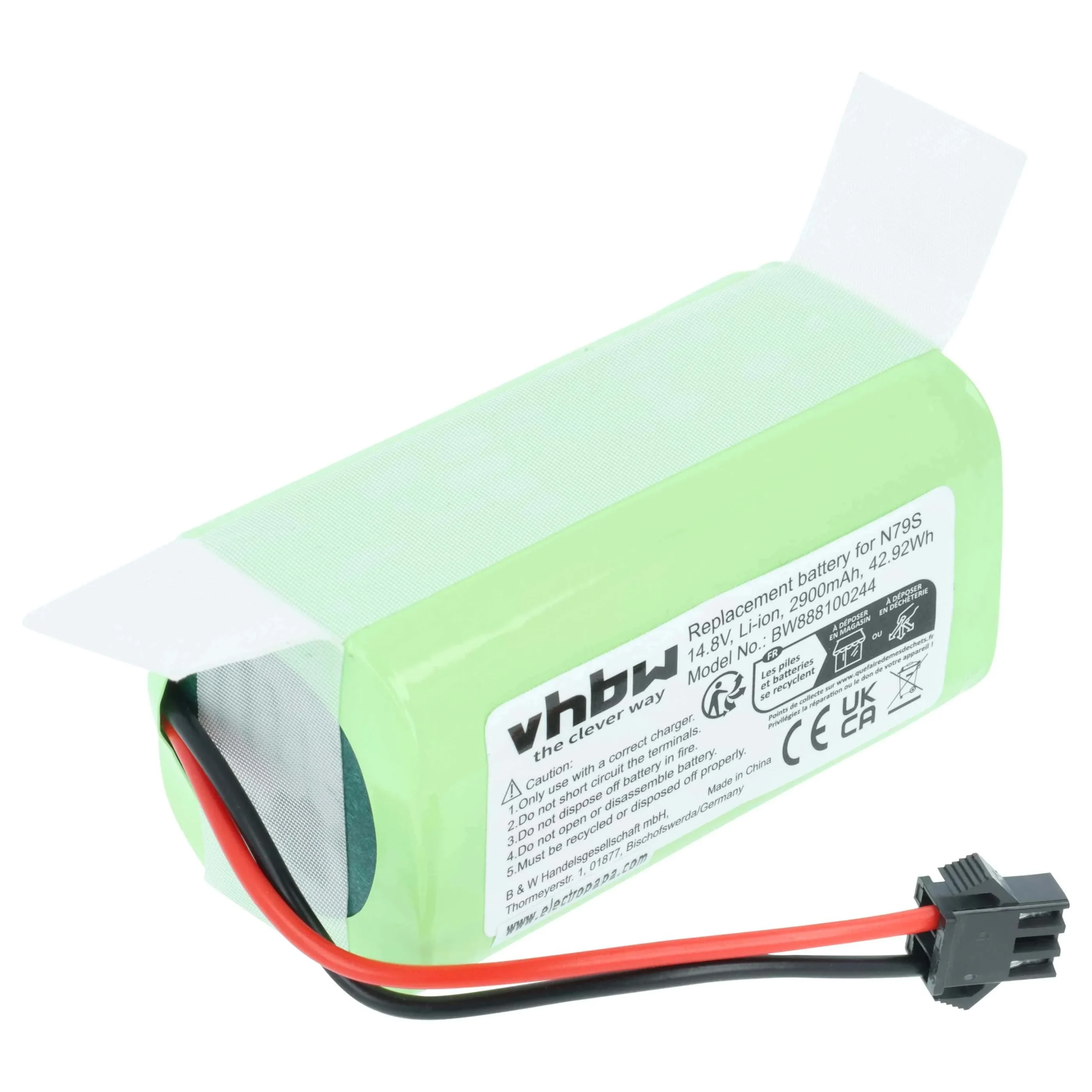 Batterie remplace Cecotec CONG1002 pour robot aspirateur Eufy - 2900mAh 14,8V Li-ion
