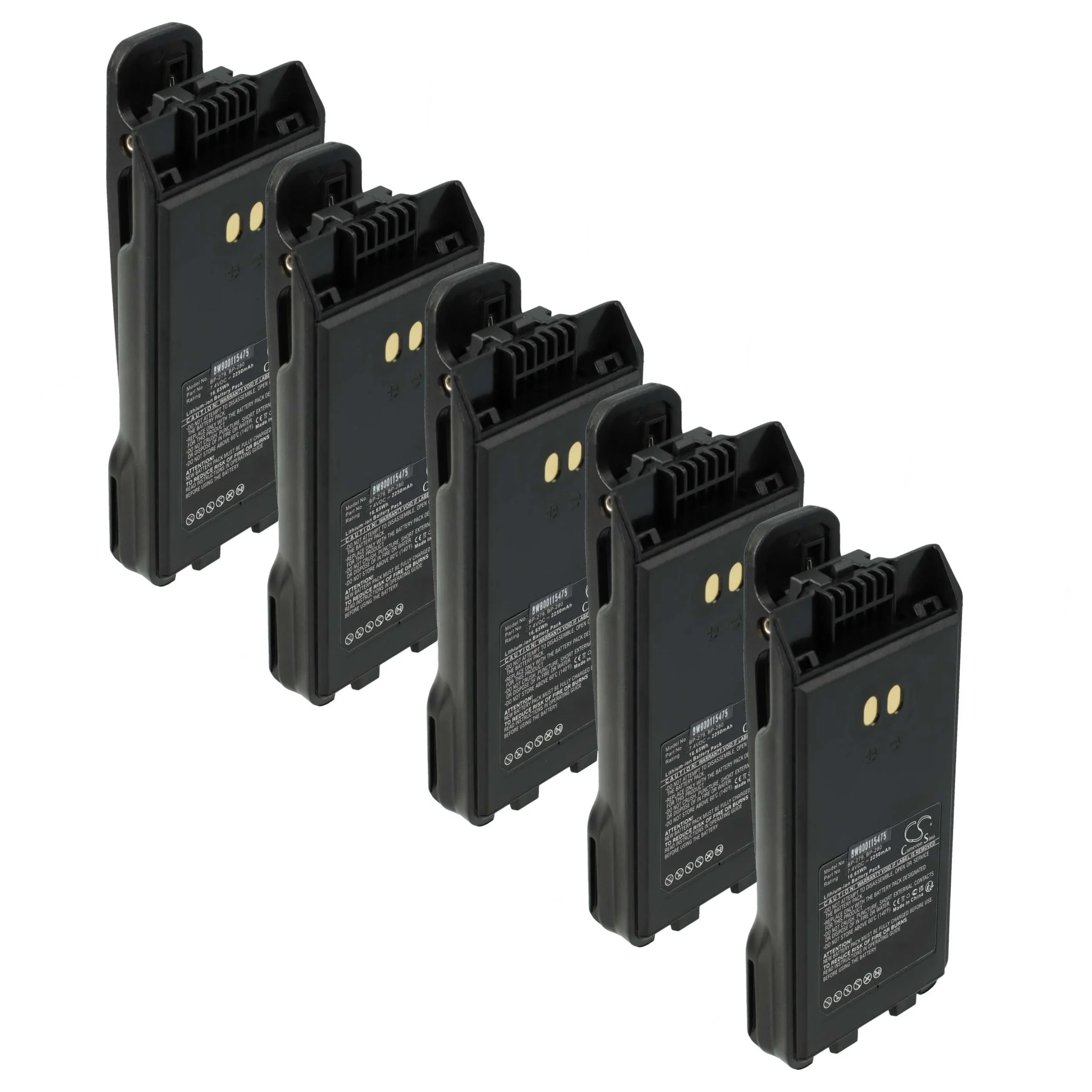5x Batteries remplace Icom BP-279, BP-280, BP-280LI pour radio talkie-walkie Icom- 2250mAh 7,4V Li-ion