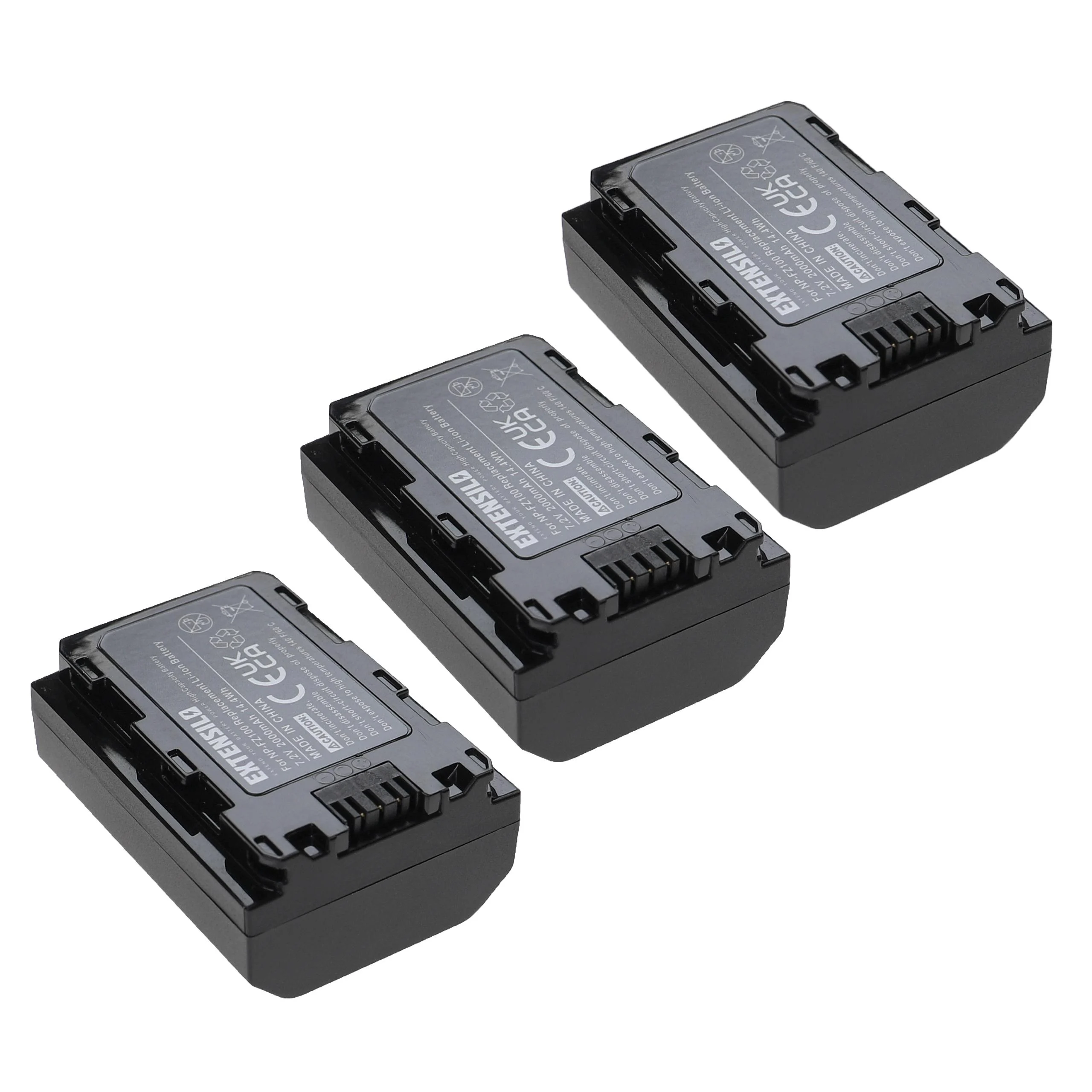 3x Batteries remplace Sony NP-FZ100 pour appareil photo Sony- 2000mAh 7,2V Li-ion