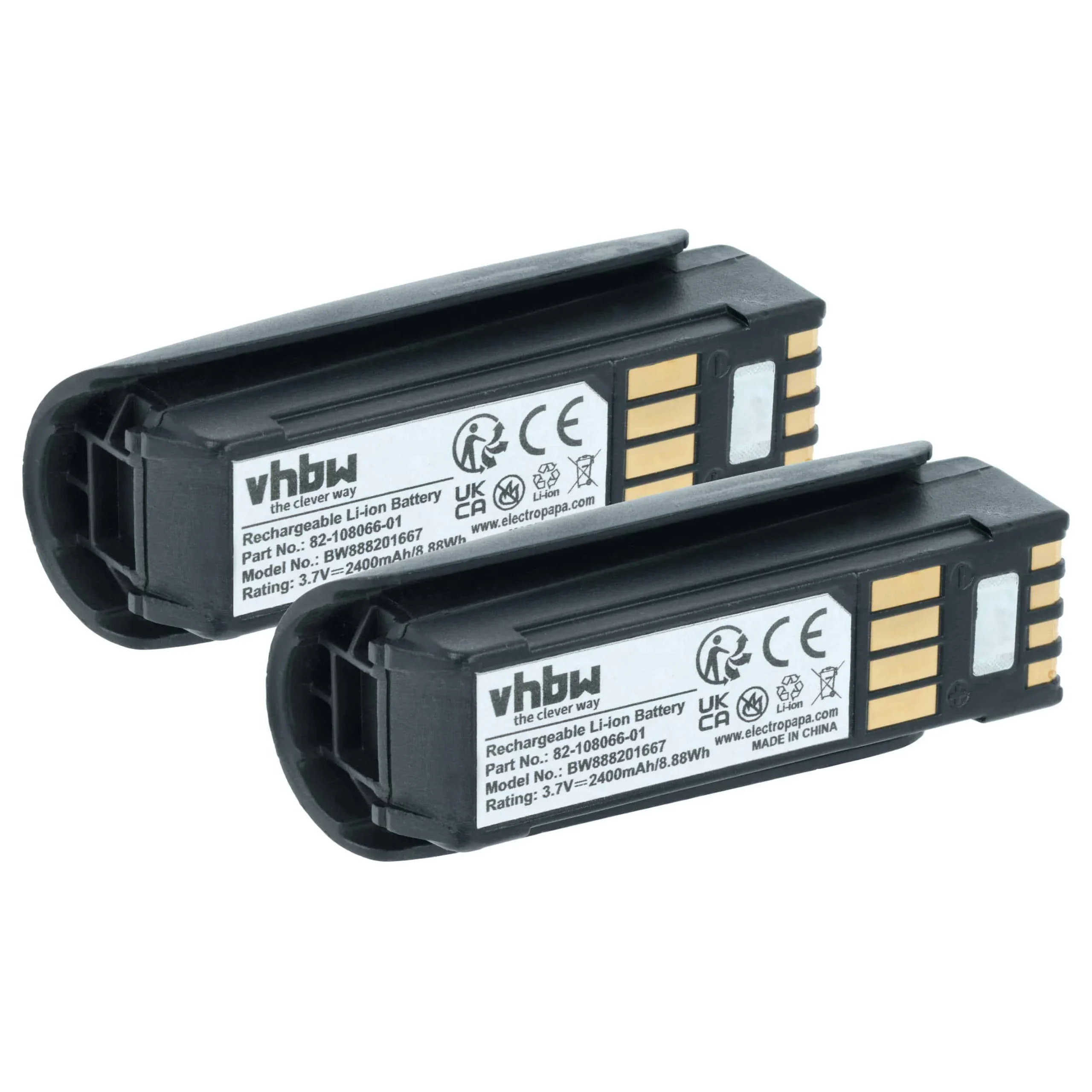 2x Batteries remplace 82-108066-1, KT-BTYMT-01R, 82-108066-01 pour scanner de code-barre Symbol - 2400mAh 3,7V