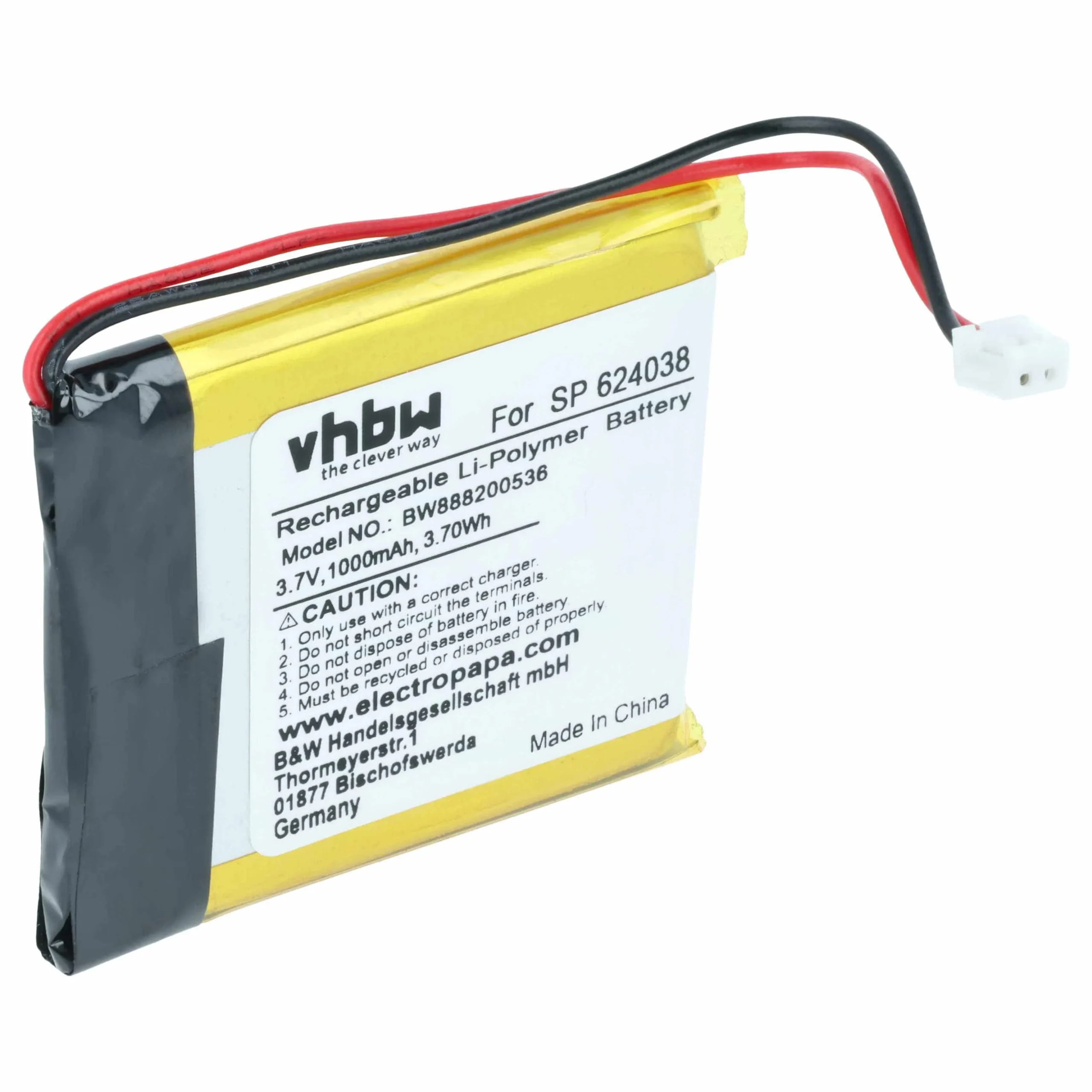 Batterie remplace Sony SP 624038, SM-03, LIS1662HNPC, 1588-0911 casque audio Sony - 1000mAh 3,7V Li-polymère