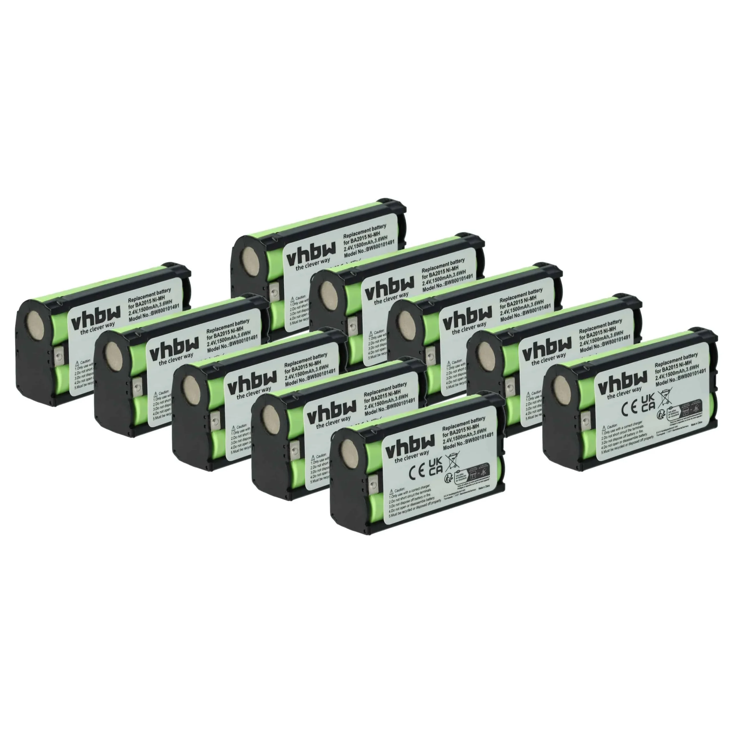 Batterie (10 pcs.) remplace Sennheiser BA2015, BA-2015 microphone - 1500mAh 2,4V NiMH