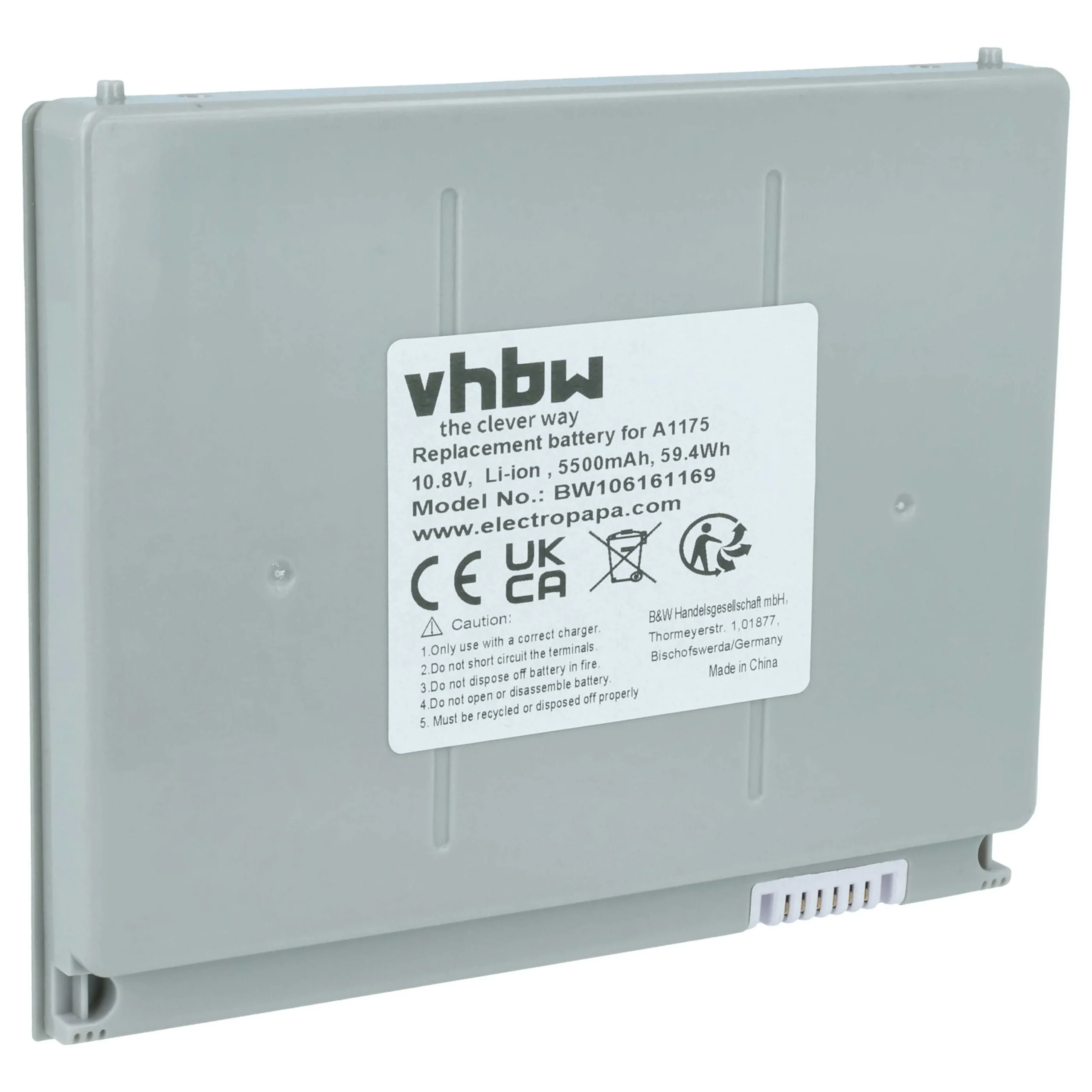 Batterie remplace Apple A1148, A1150, A1121, A1148 pour ordinateur portable Apple- 5500mAh 10,8V Li-ion, blanc
