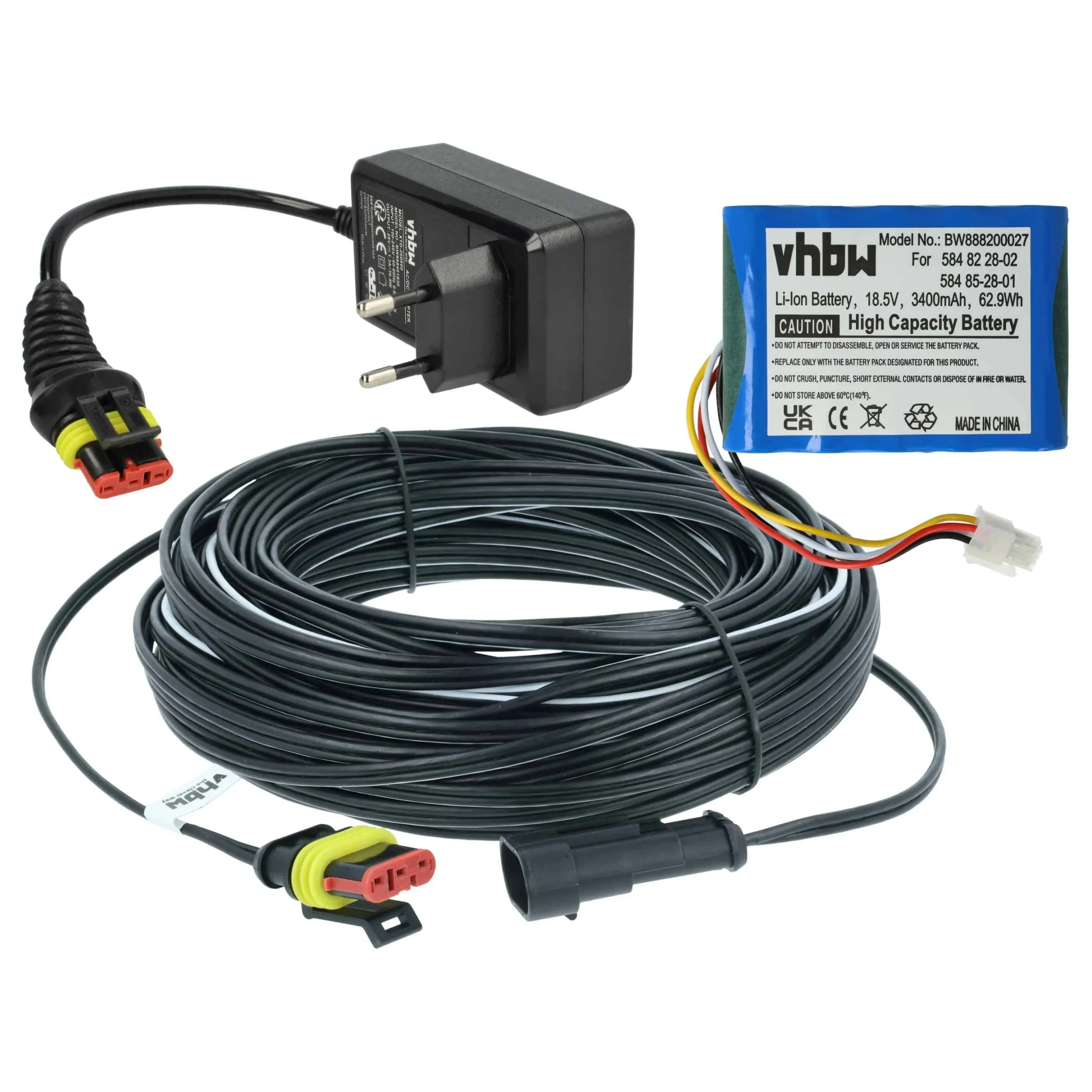 Prise, Batterie 3400 mAh, Câble 20m remplace Gardena 00057-98.251.01 pour tondeuse