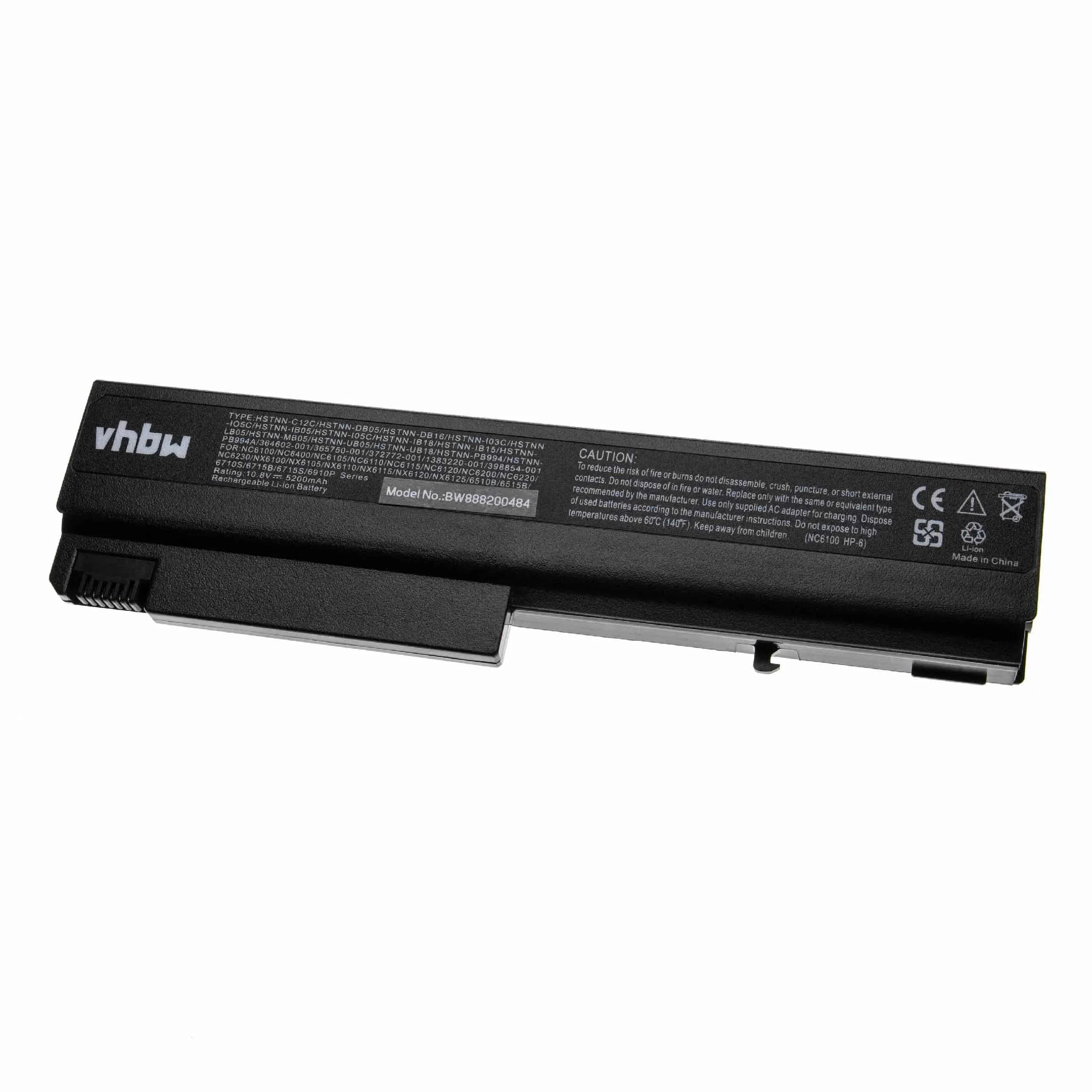 Batterie remplace HP Compaq 360482-001 pour ordinateur portable HP CompaQ- 5200mAh 10,8V Li-ion, noir