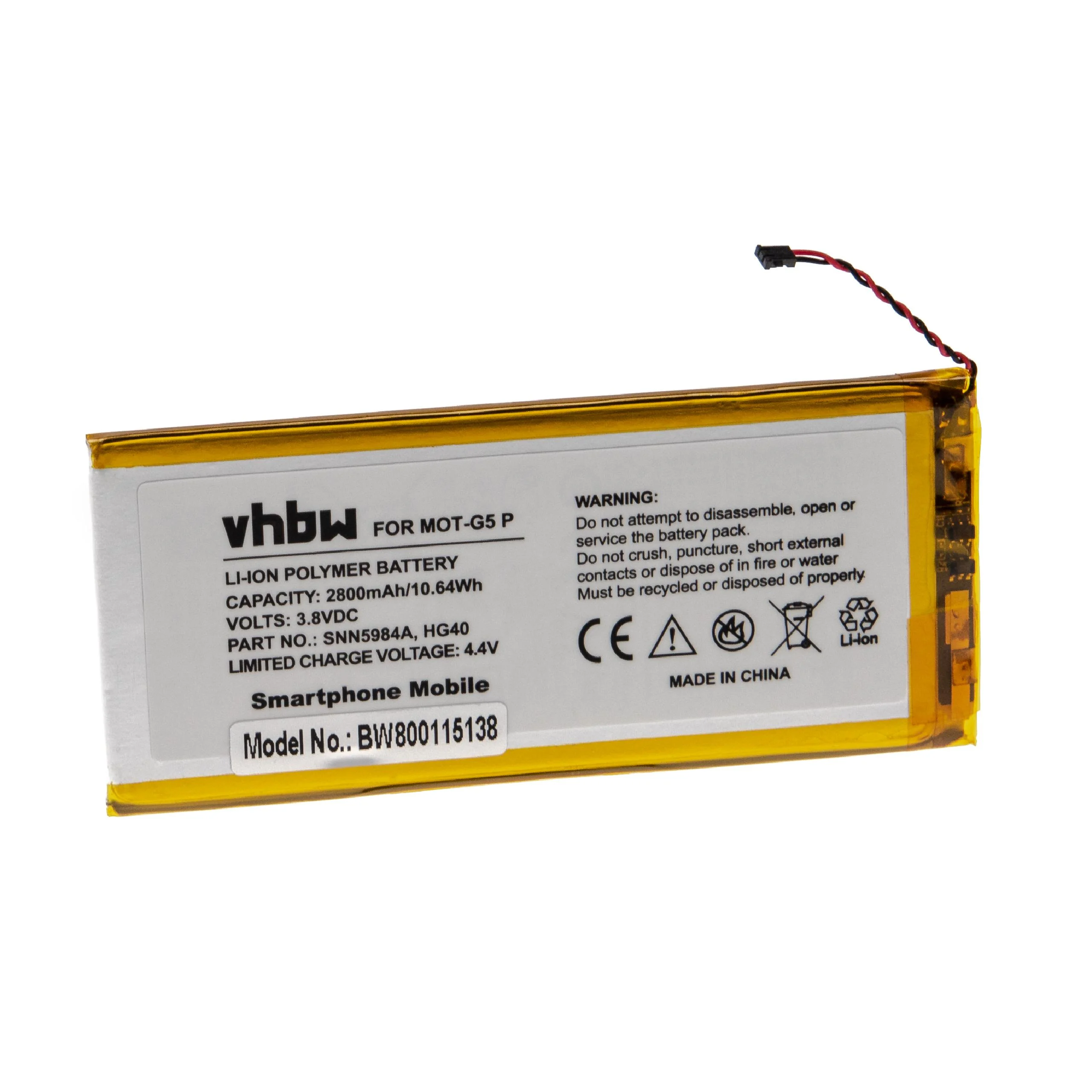 Batterie remplace Motorola HG40, SNN5984A téléphone portable Motorola - 2800mAh 3,8V Li-polymère