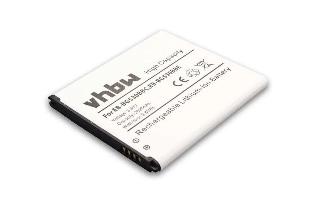 Batterie remplace Samsung EB-BG530BBC, EB-BG530BBE téléphone portable Samsung - 2600mAh 3,8V Li-ion