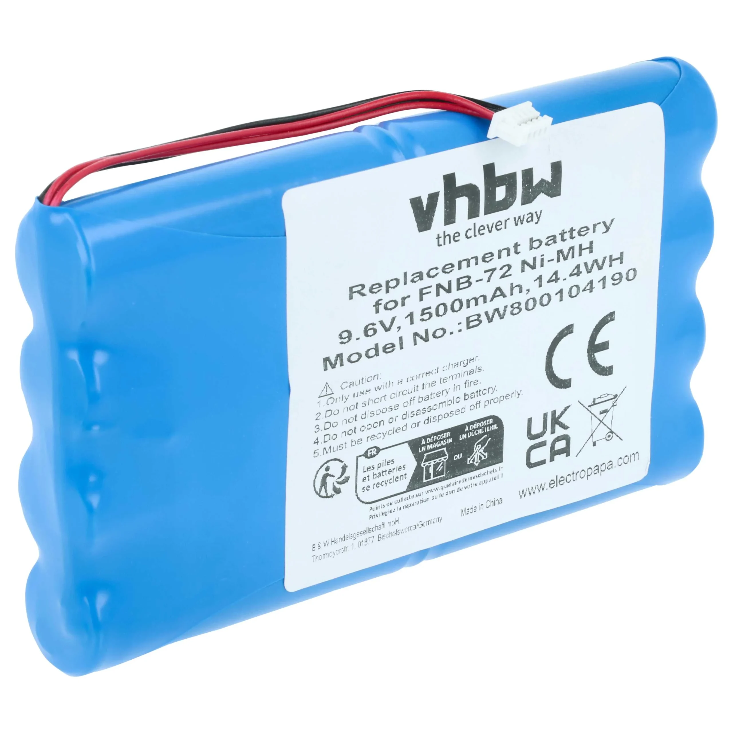 Batterie remplace Yaesu FNB-72xh, FNB-72x, FNB-72xe, FNB-72 pour radio talkie-walkie Yaesu- 1500mAh 9,6V NiMH