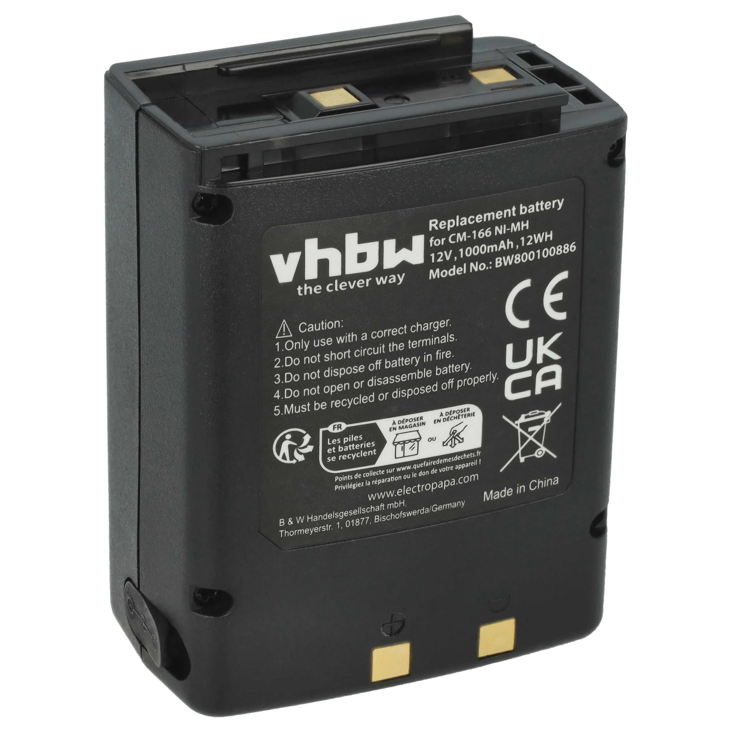 Batterie remplace Icom BP-166, CM-166, CM-166S, CM-22A pour radio talkie-walkie Icom- 1000mAh 12V NiMH