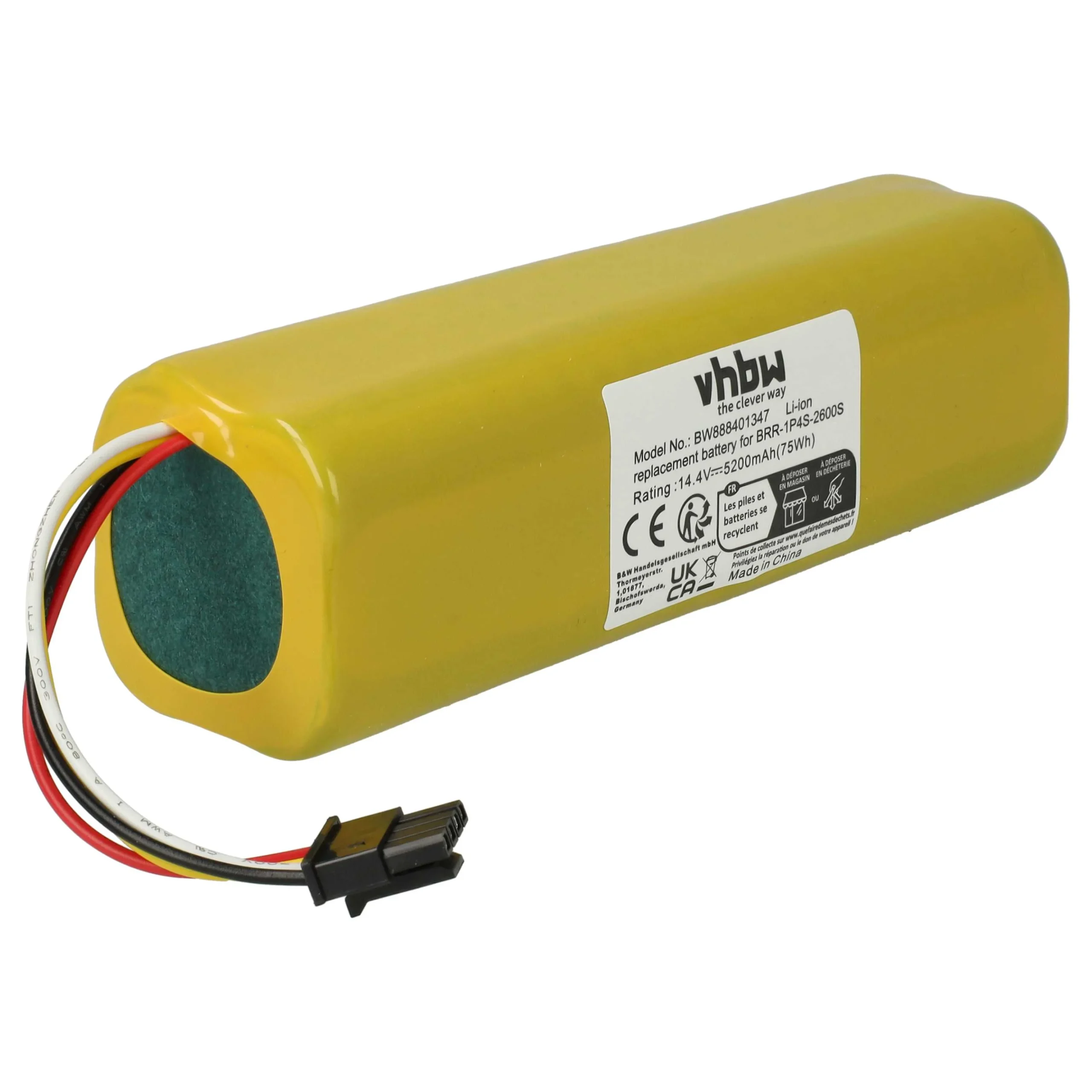 Batterie remplace Roborock BRR-2P4S-5200D pour robot aspirateur Xiaowa - 5200mAh 14,4V Li-ion