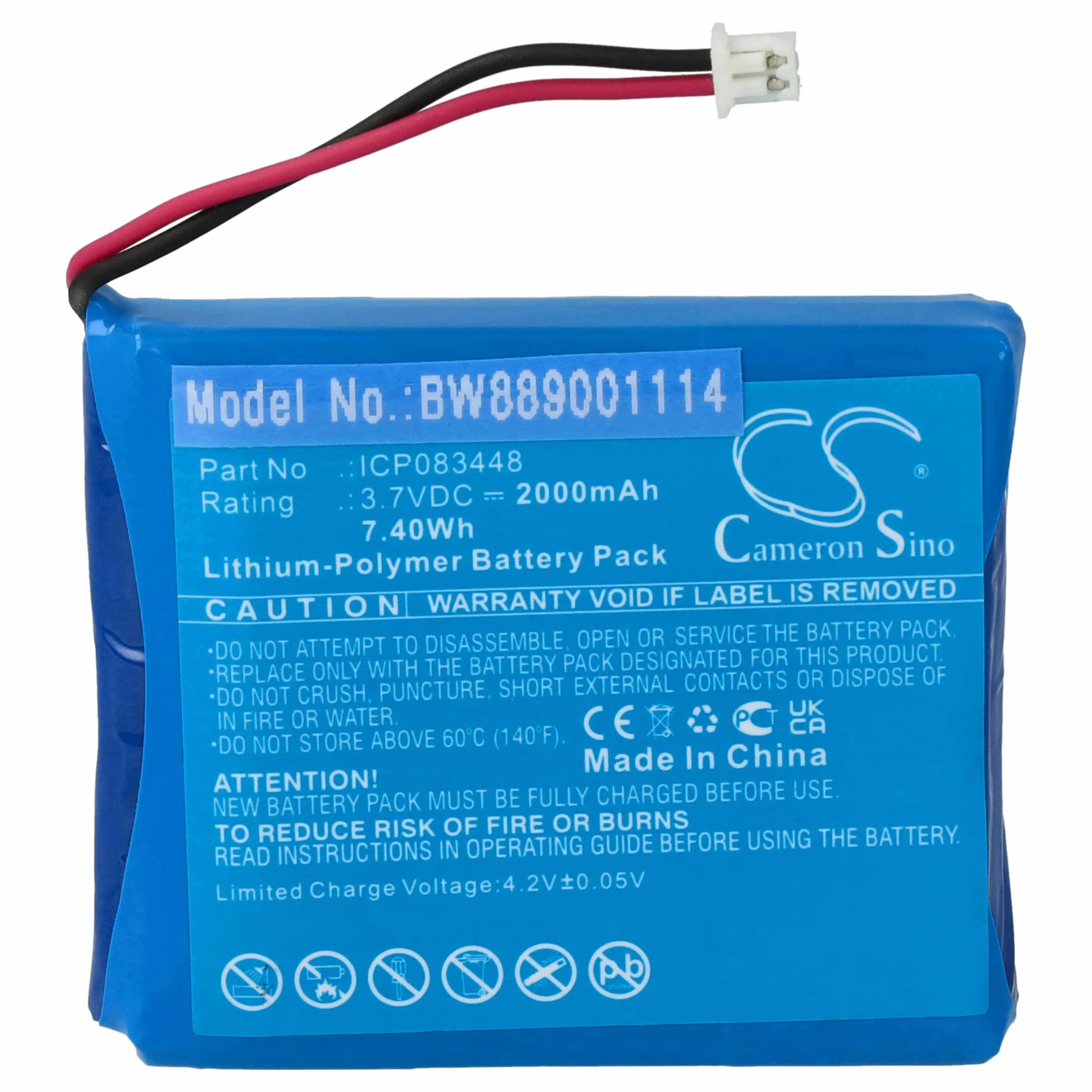 Batterie remplace Albrecht ICP083448, JHHY903448A pour radio talkie-walkie Albrecht- 2000mAh 3,7V Li-polymère