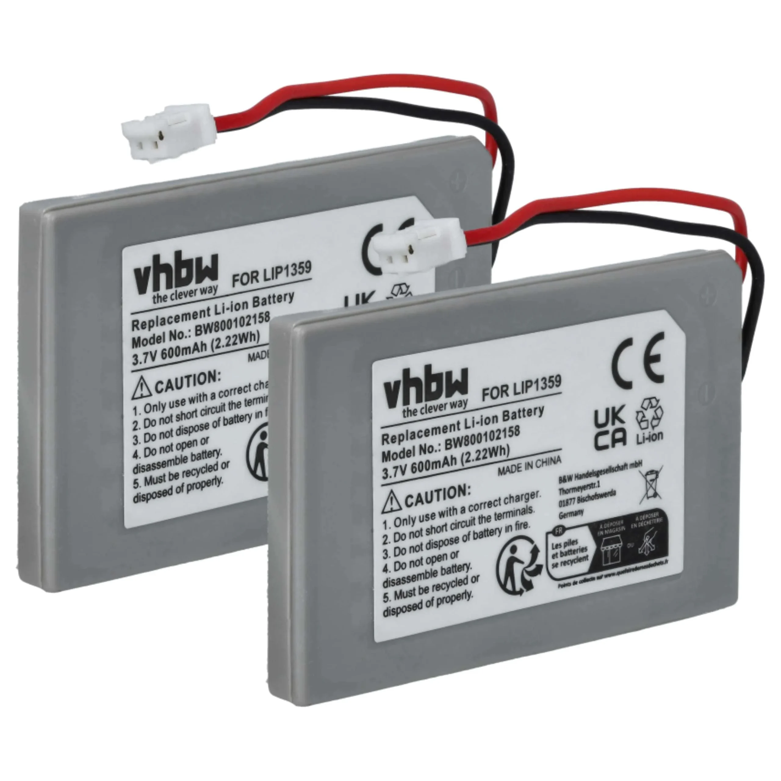 Batterie (2 pcs.) remplace Sony Lip1359, Lip1859, Lip1472 manette - 600mAh 3,7V Li-ion