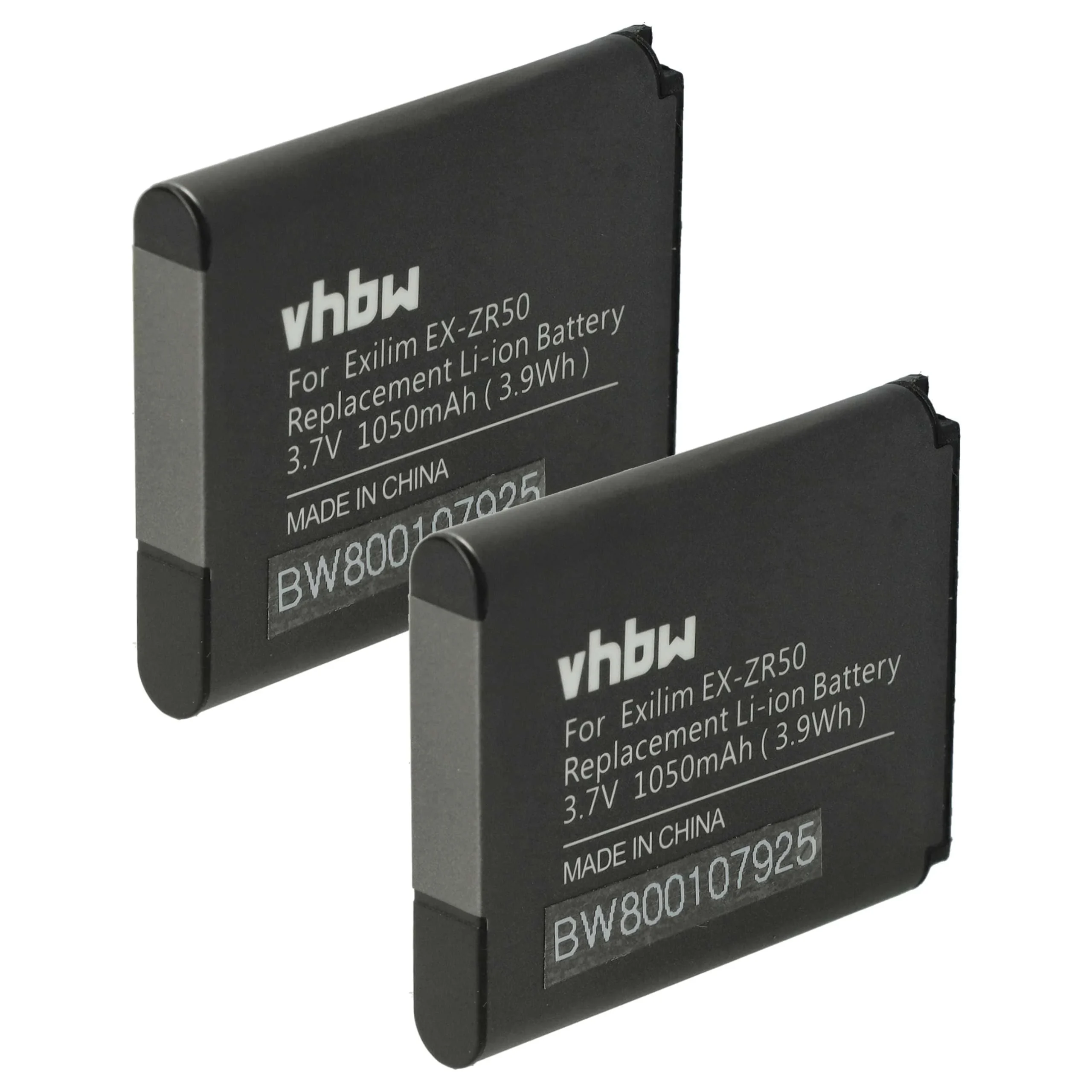 2x Batteries remplace Casio NP-160 pour appareil photo Casio- 1050mAh 3,7V Li-ion