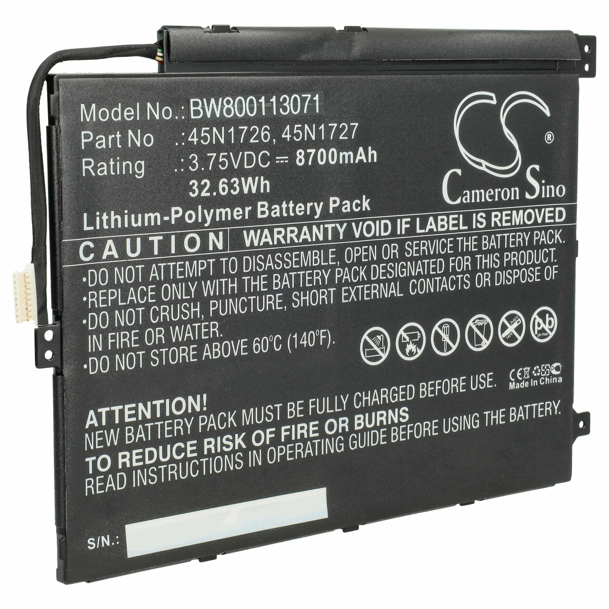Batterie remplace Lenovo 1ICP4/82/114-2 pour ordinateur portable Lenovo- 8700mAh 3,75V Li-polymère, noir