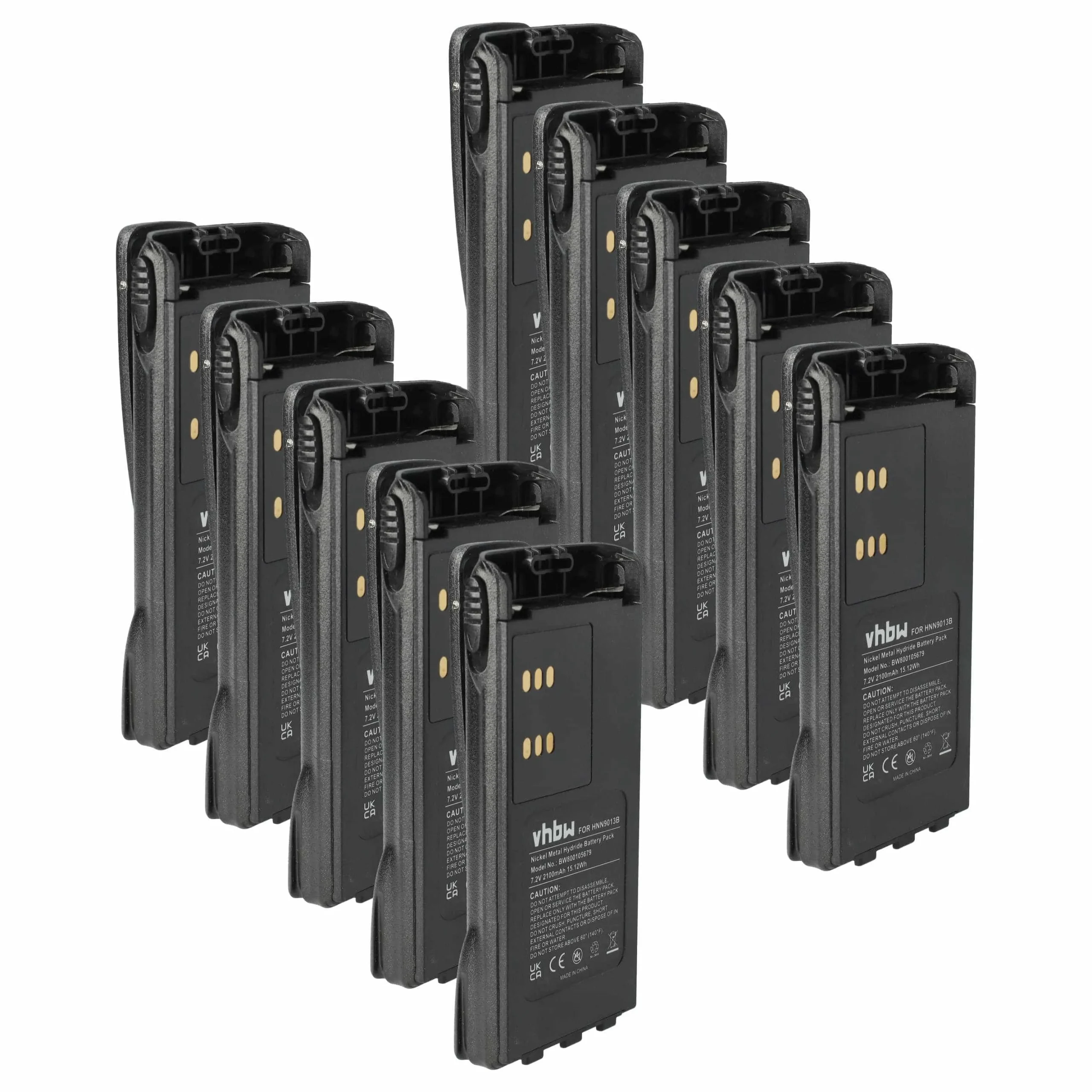 10x Batteries remplace Motorola HMNN4151, HMNN4154 pour radio talkie-walkie Motorola- 2100mAh 7,2V NiMH
