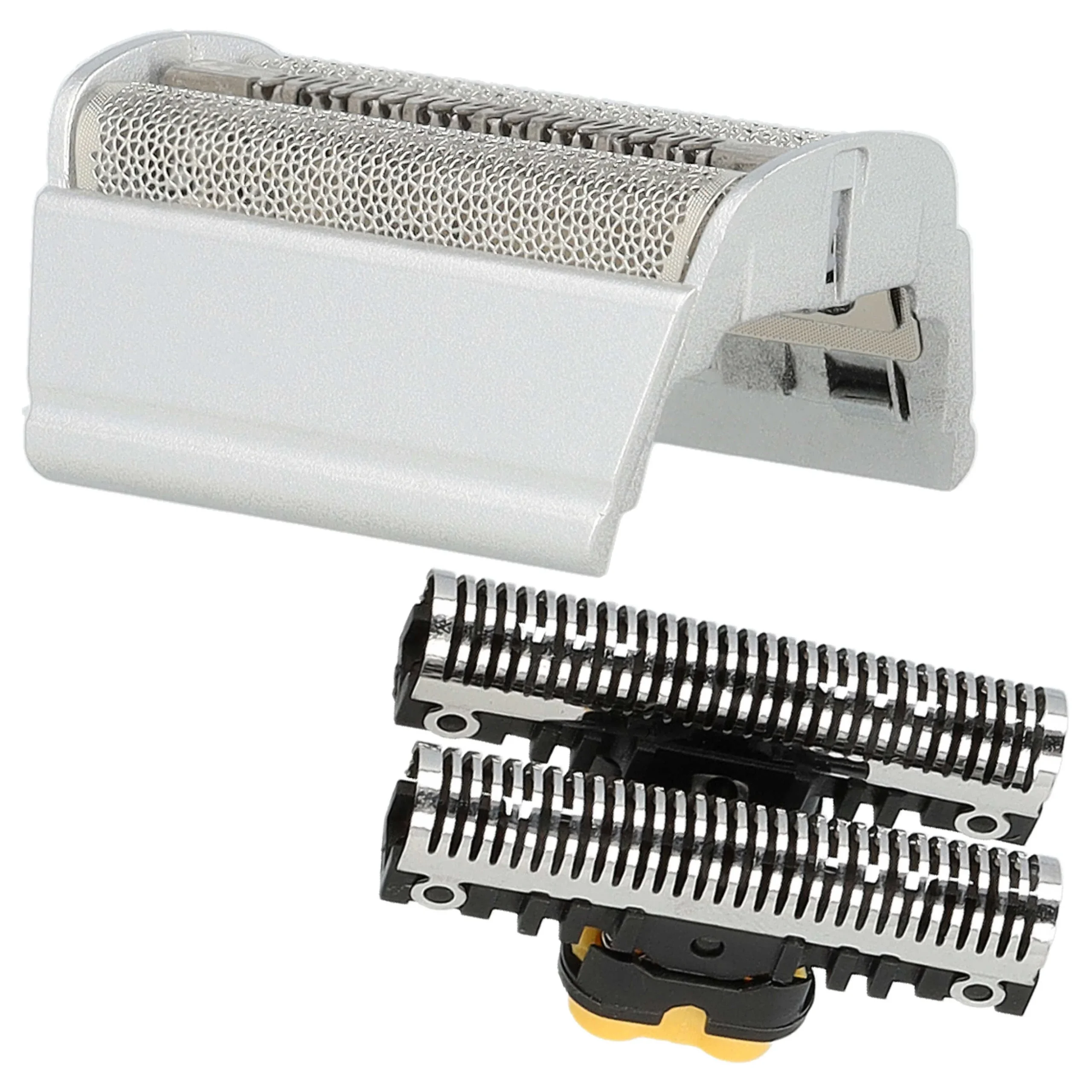 1x bloc de lames, 1x grille de rasoir double avec cadre remplace Braun SB505, 31B, 31S pour - noir / argenté
