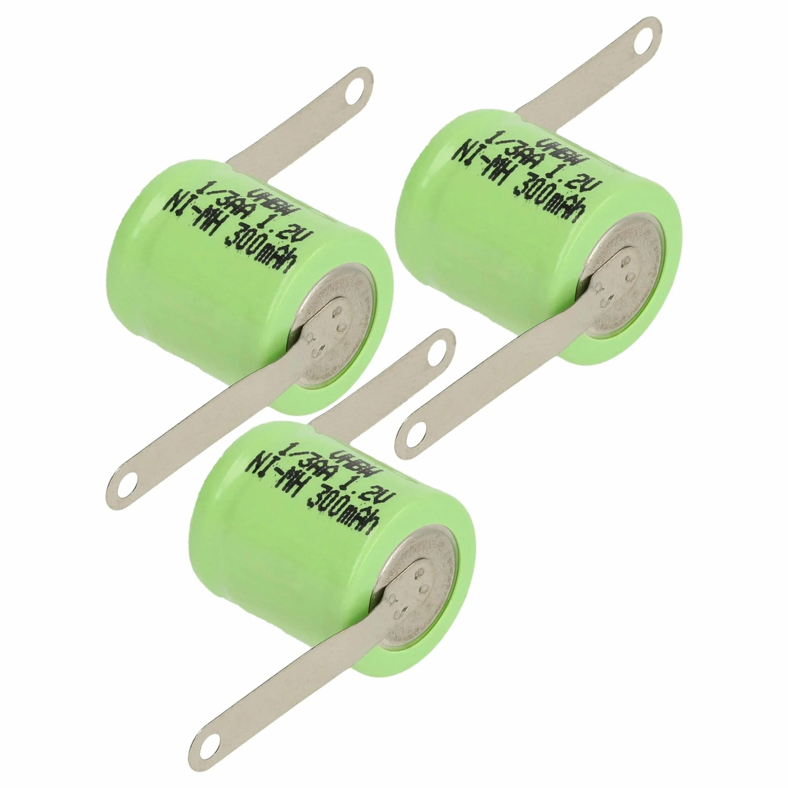 3x Piles bouton de type 1/3AA pour le modélisme et autres - 300mAh 1,2V NiMH