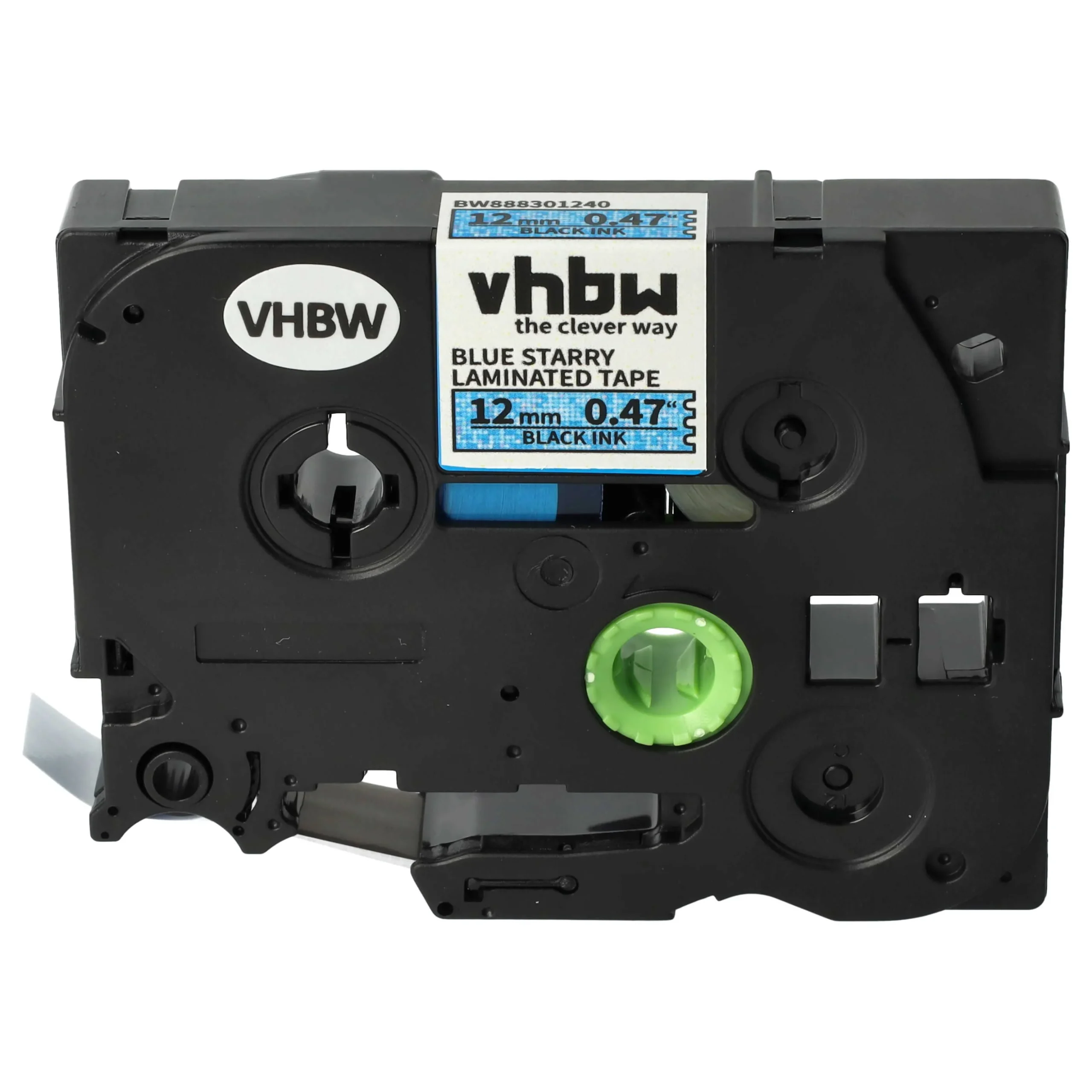 Cassette à ruban remplace Brother TZE-531L1 - 12mm lettrage Noir ruban Bleu paillettes, plastique